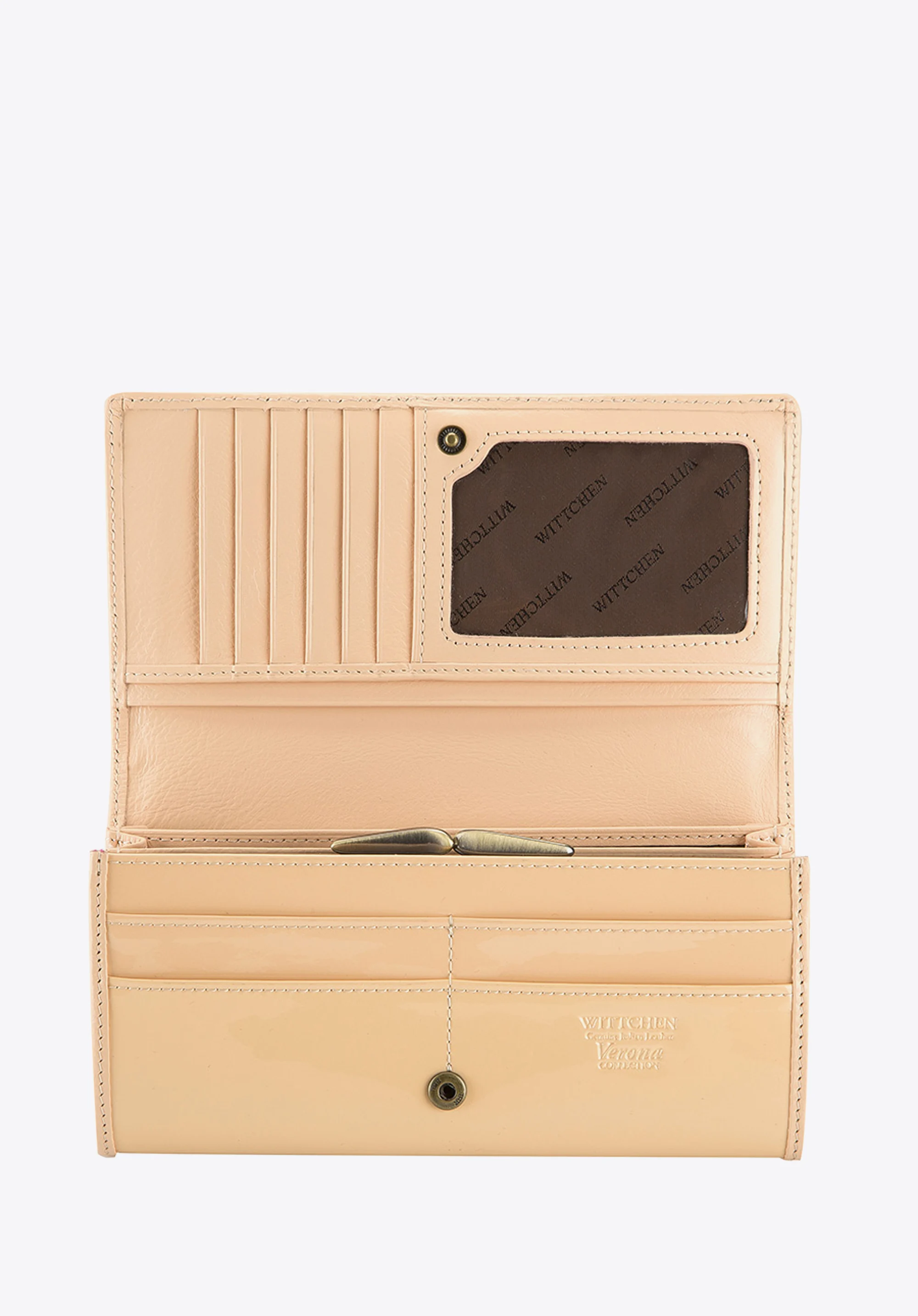 Damski portfel ze skóry lakierowany poziomy