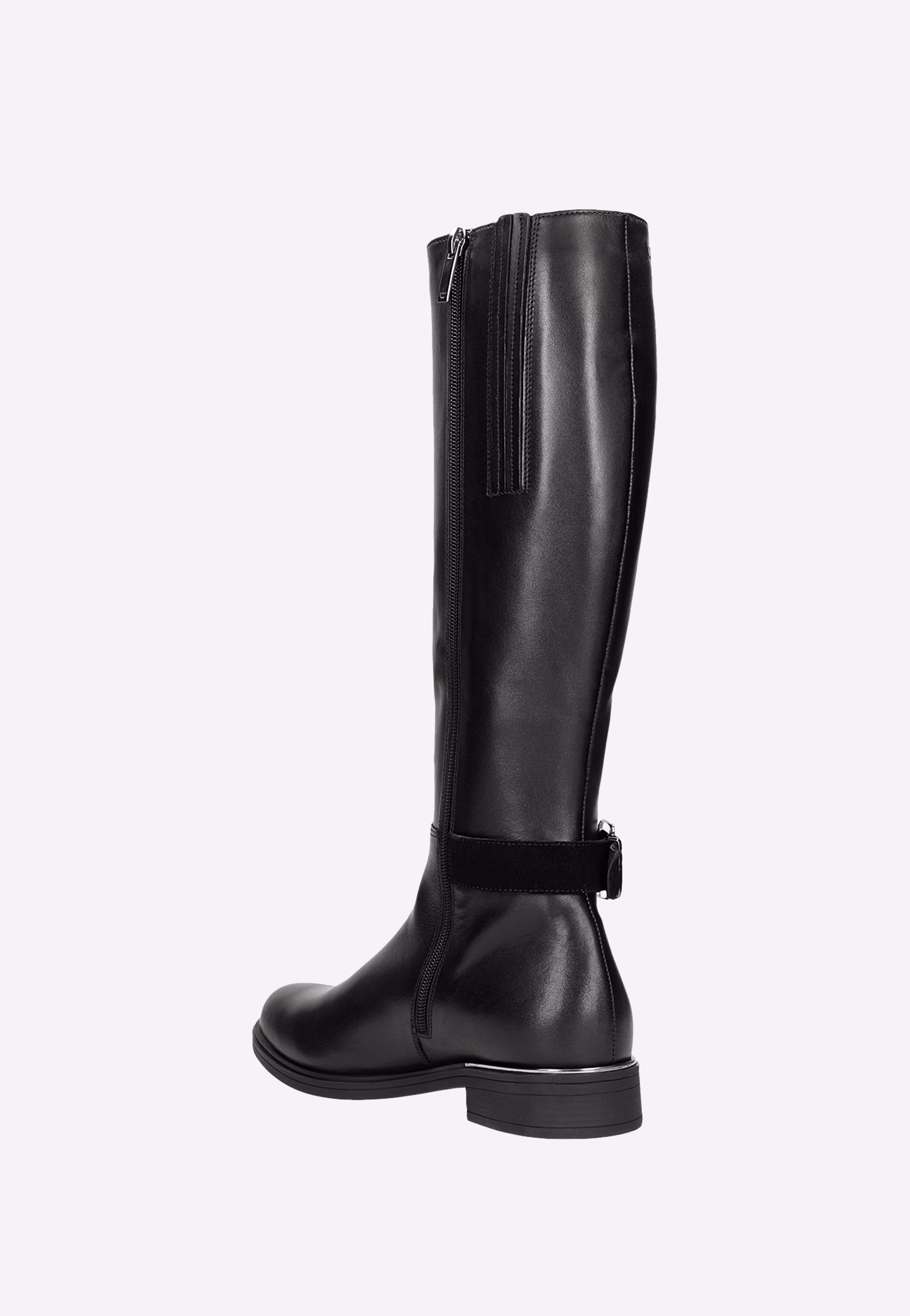 Brązowe kozaki oficerki ze skóry licowej