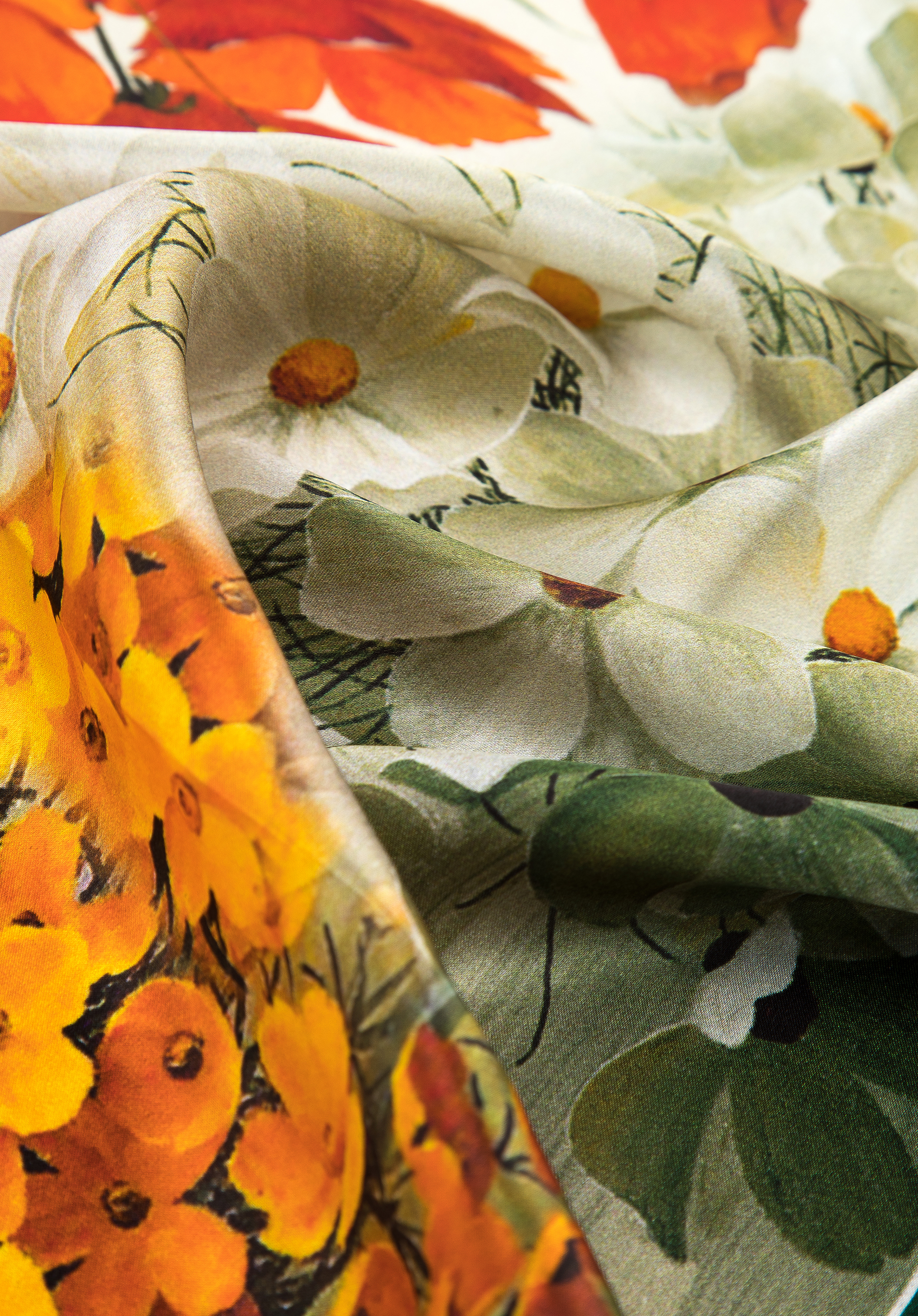 Damska chusta jedwabna we wzory duża