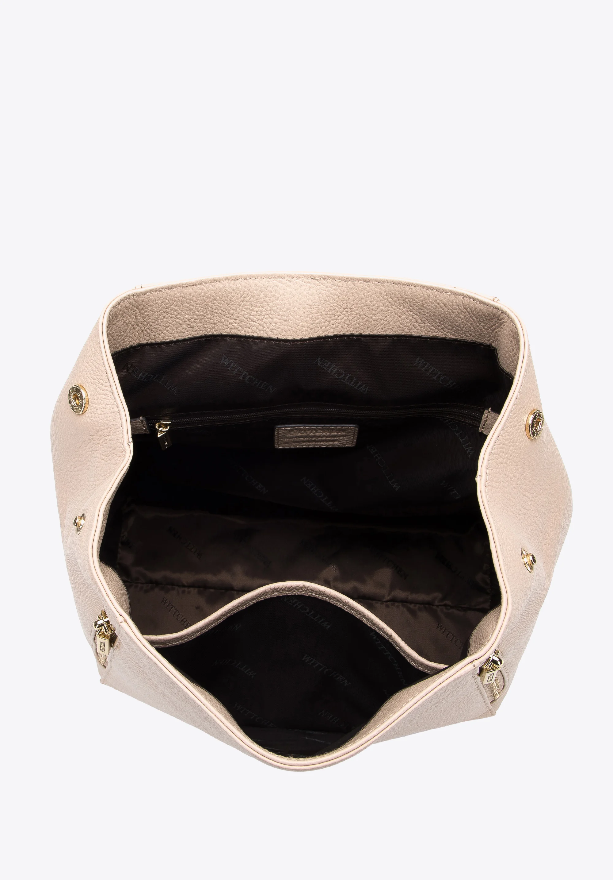 Damski plecak skórzany z pionowymi suwakami