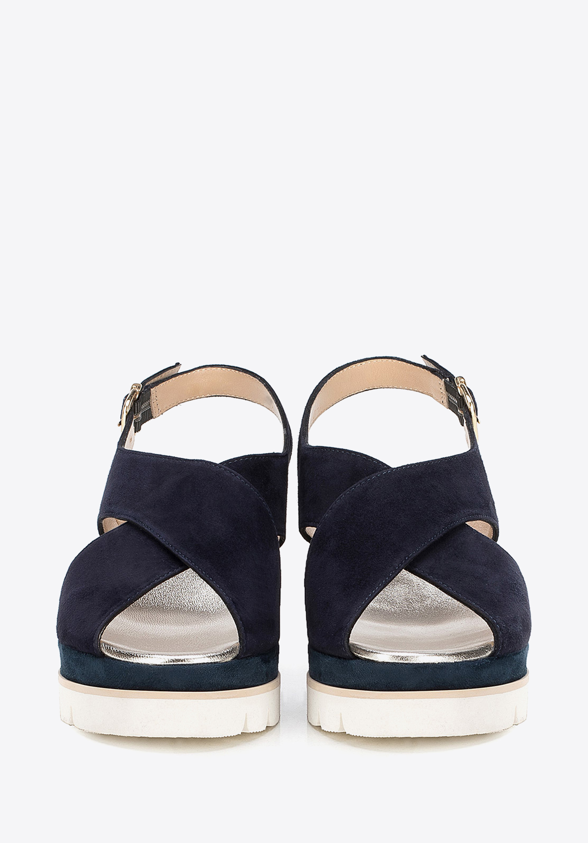 Damskie sandały zamszowe na jasnej podeszwie