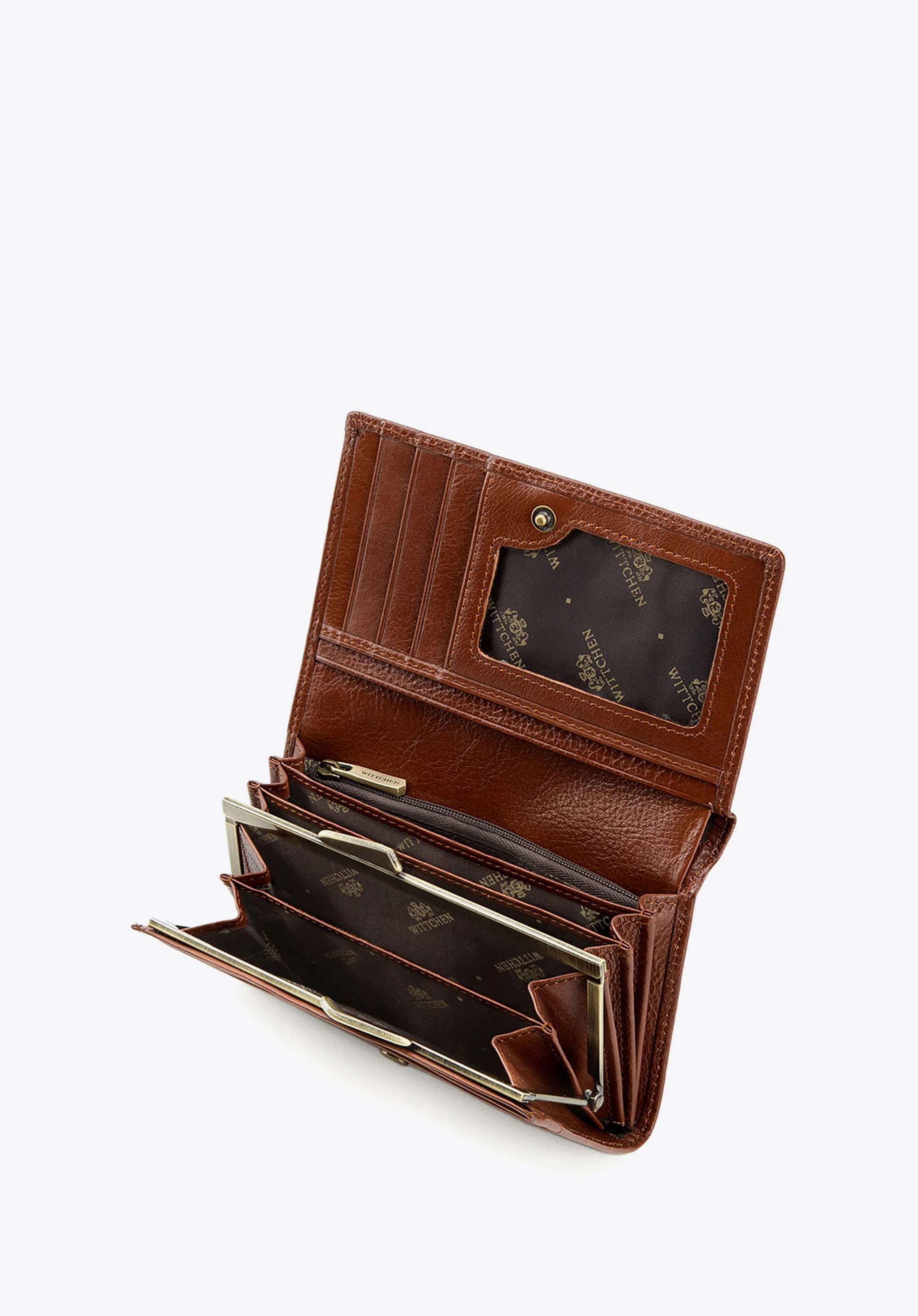 Damski portfel ze skóry z kieszenią na bigiel