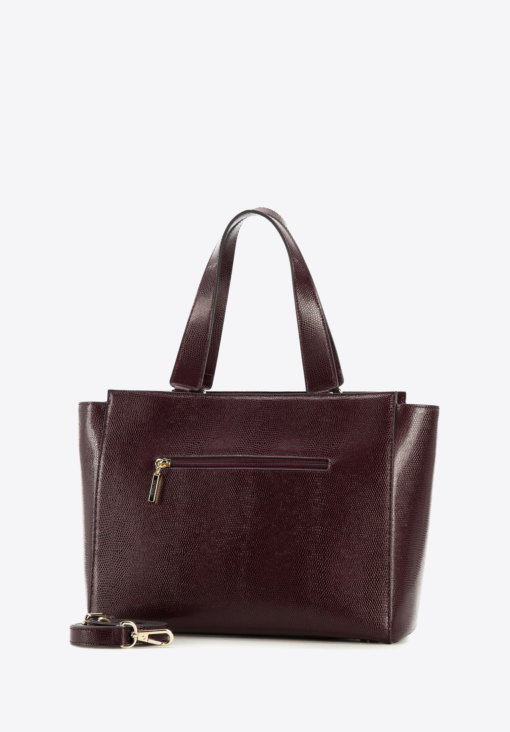 Torebka shopperka skórzana z kieszenią z przodu