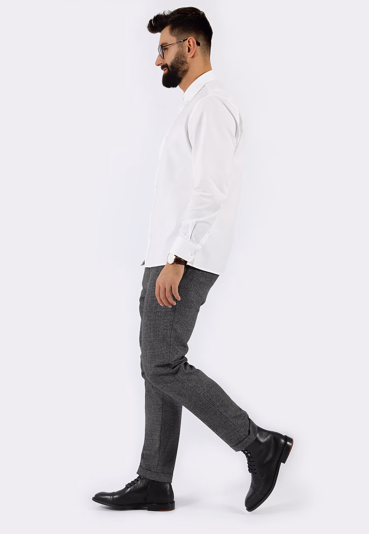 Czarne trzewiki męskie ze skóry licowej