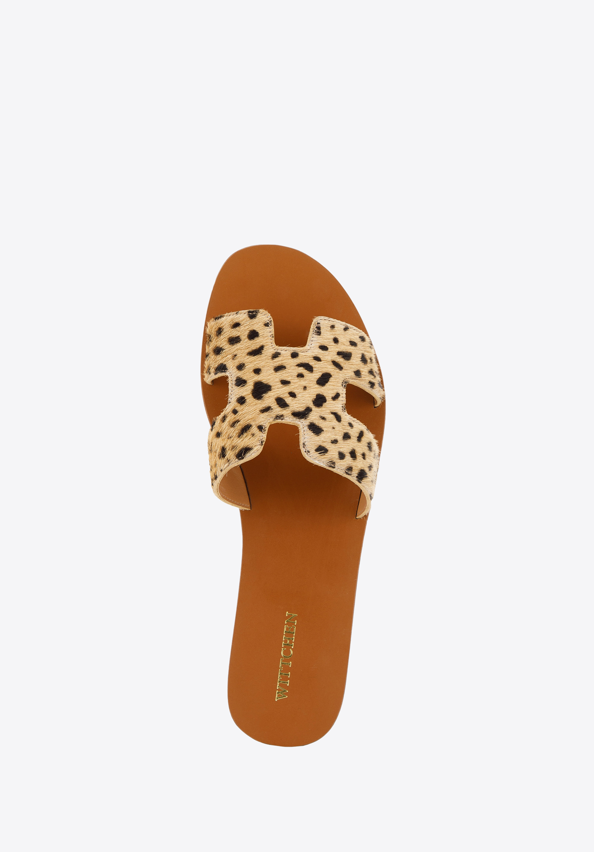 Damskie klapki skórzane z przodem w literę H