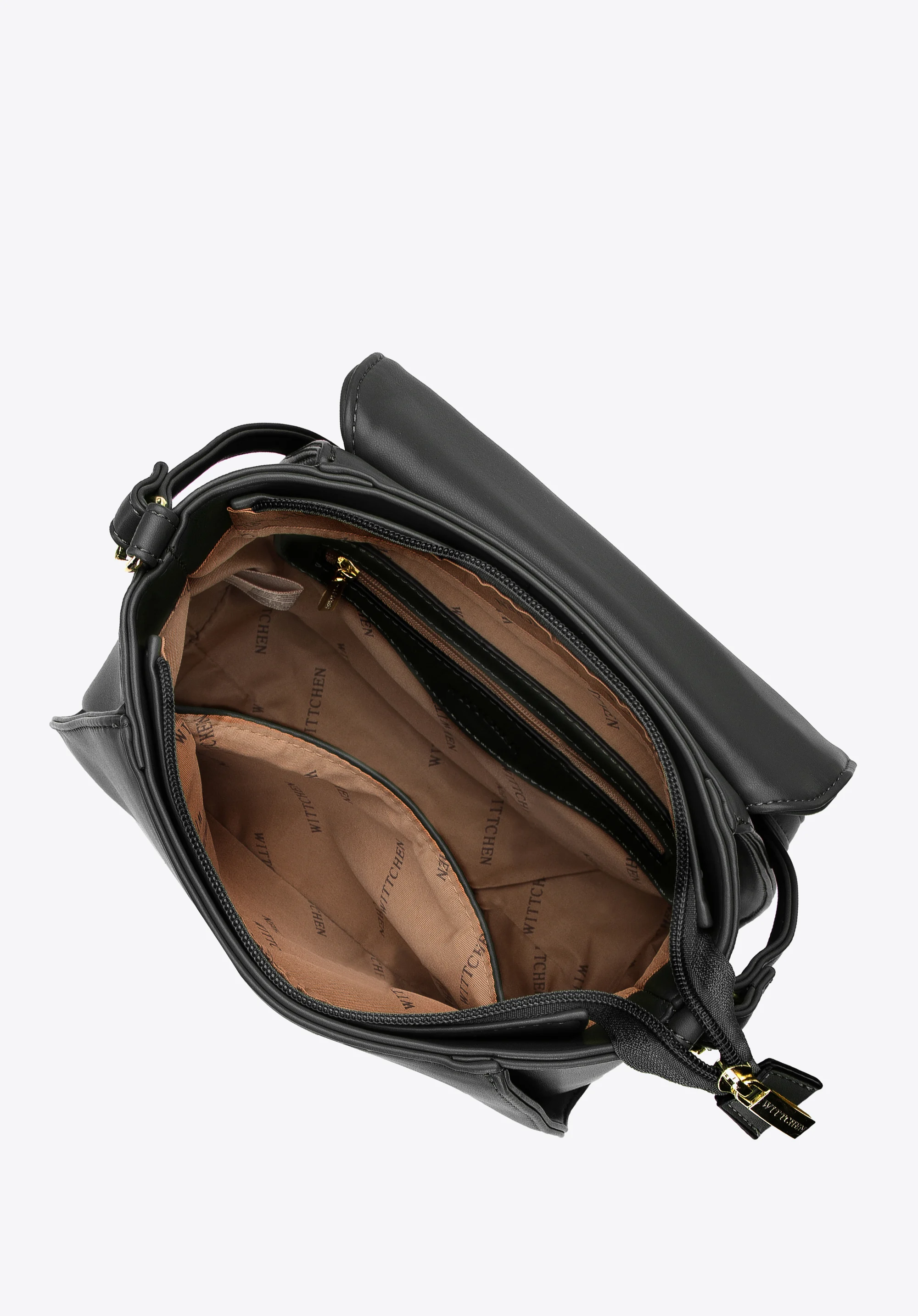 Damska listonoszka z ekoskóry z geometryczną klapą