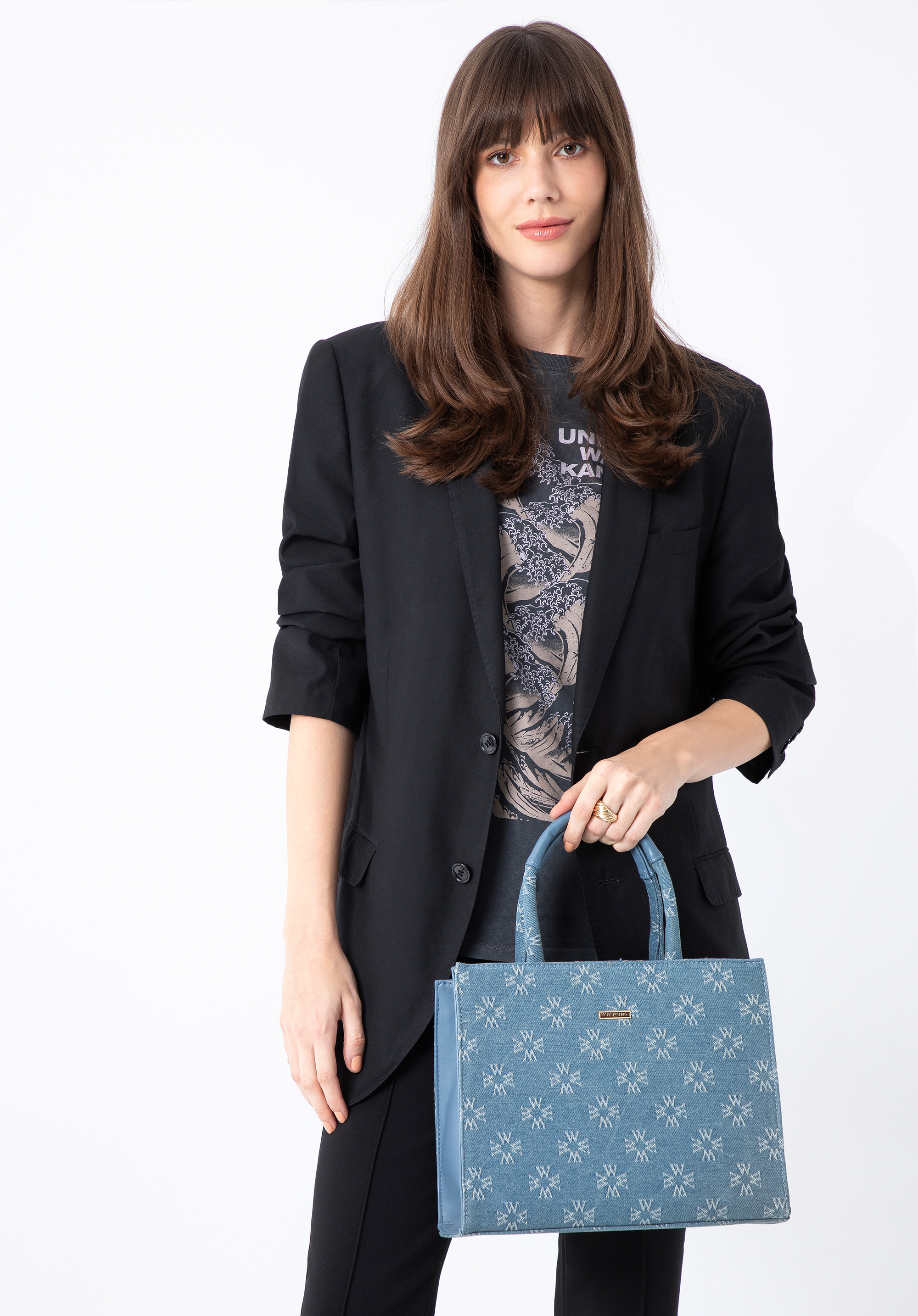 Torebka kuferek dżinsowa w monogram