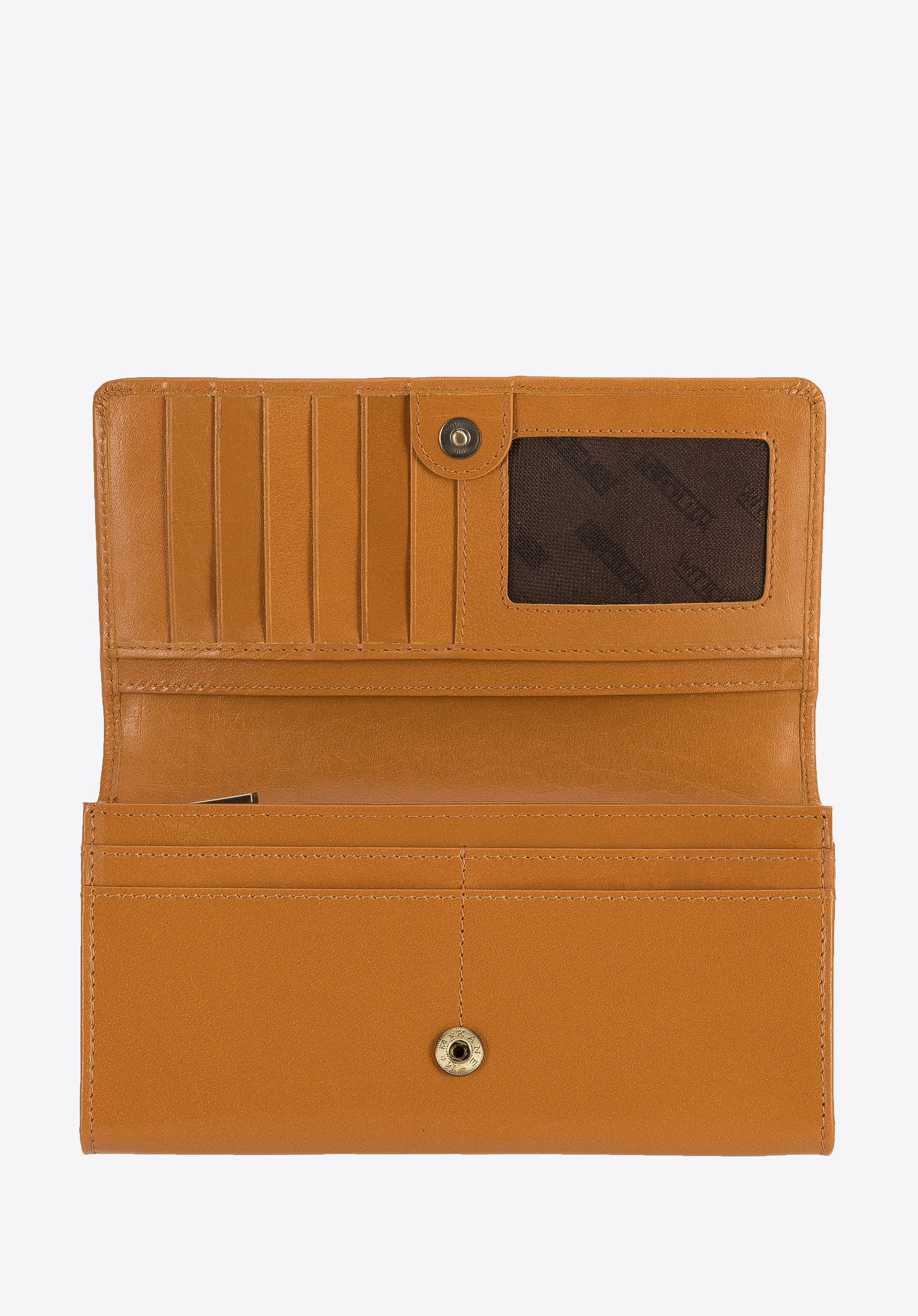 Damski portfel z gładkiej skóry poziomy