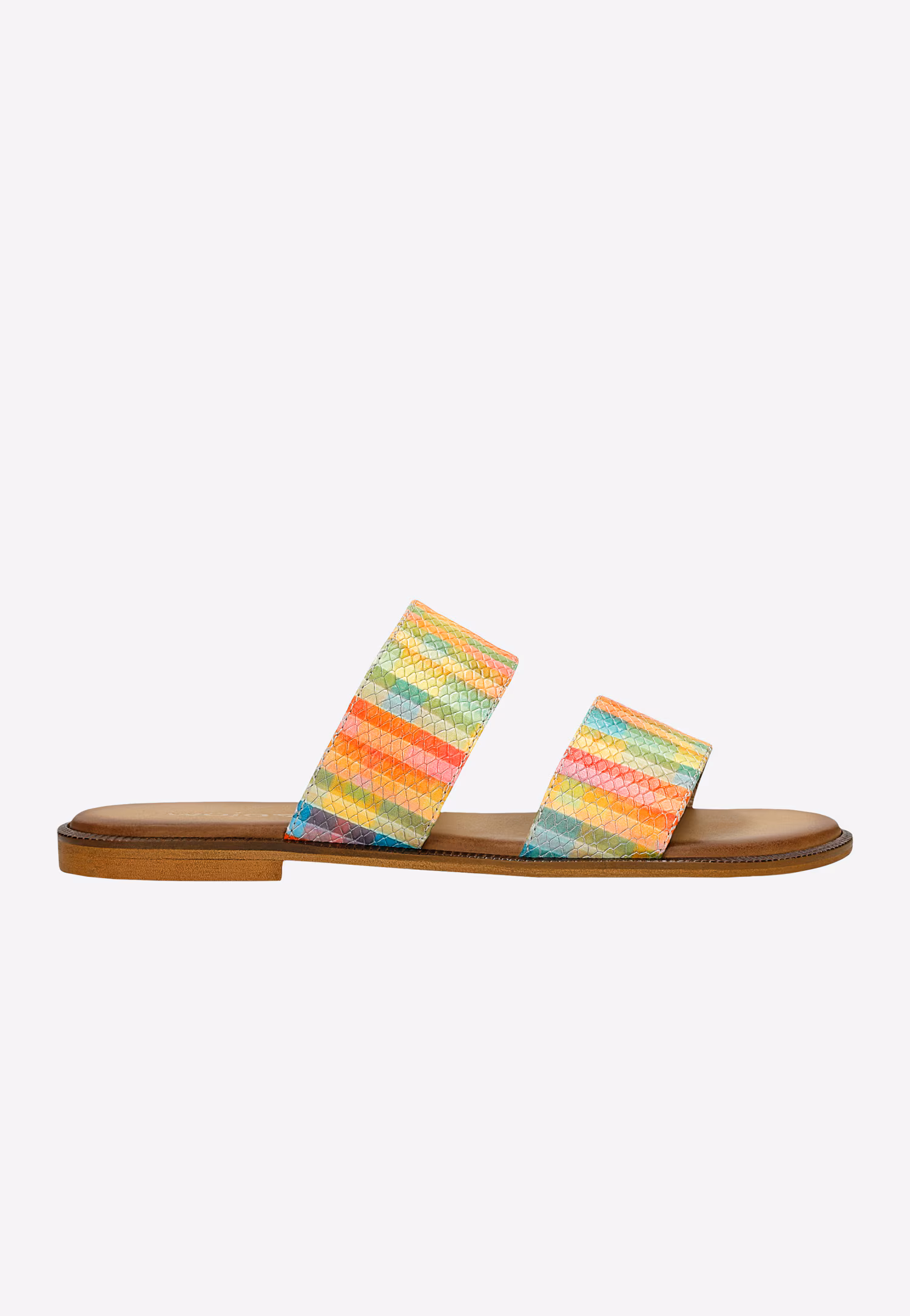 Kolorowe skórzane klapki damskie