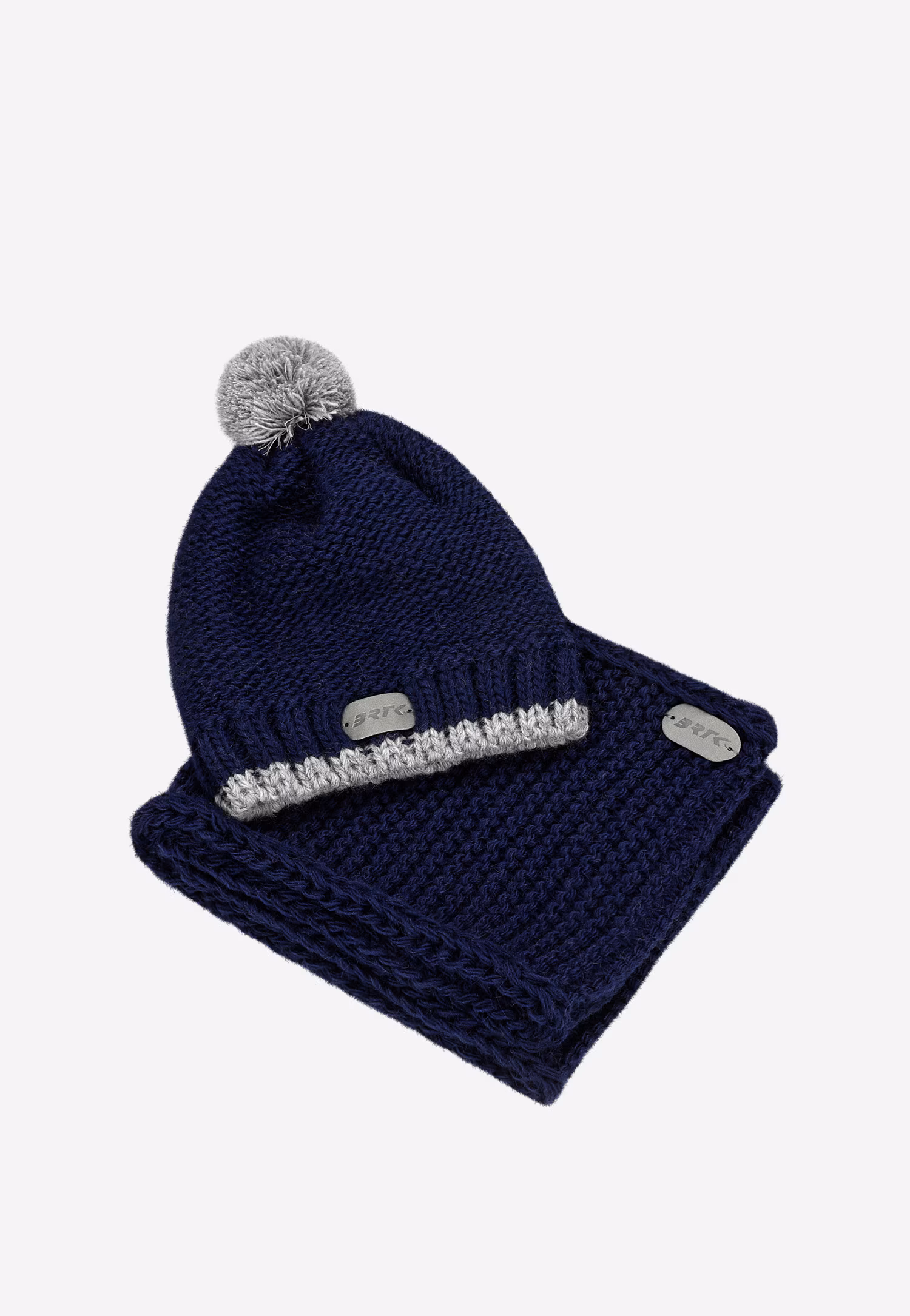 Popielaty zestaw dziecięcy BARTEK czapka z odblaskowym pomponem + komin 8560580