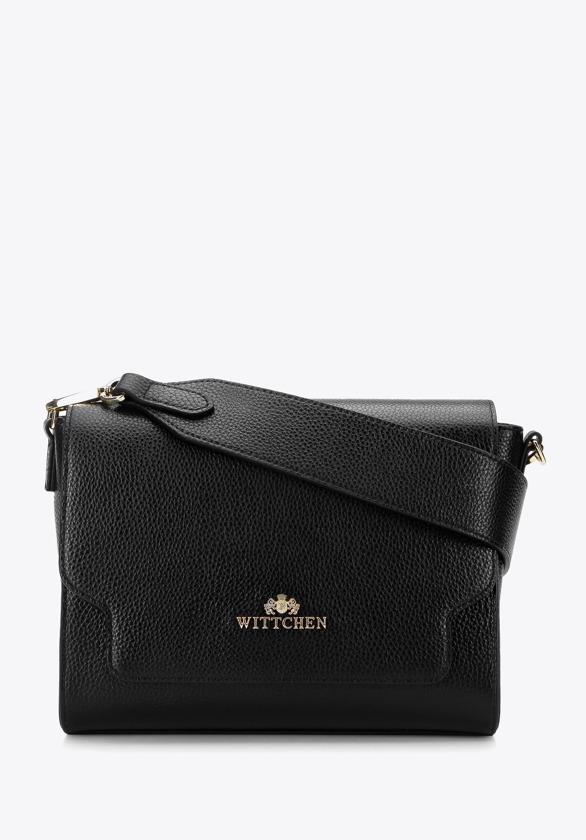 Damska torebka skórzana z klapą o nieregularnym kształcie