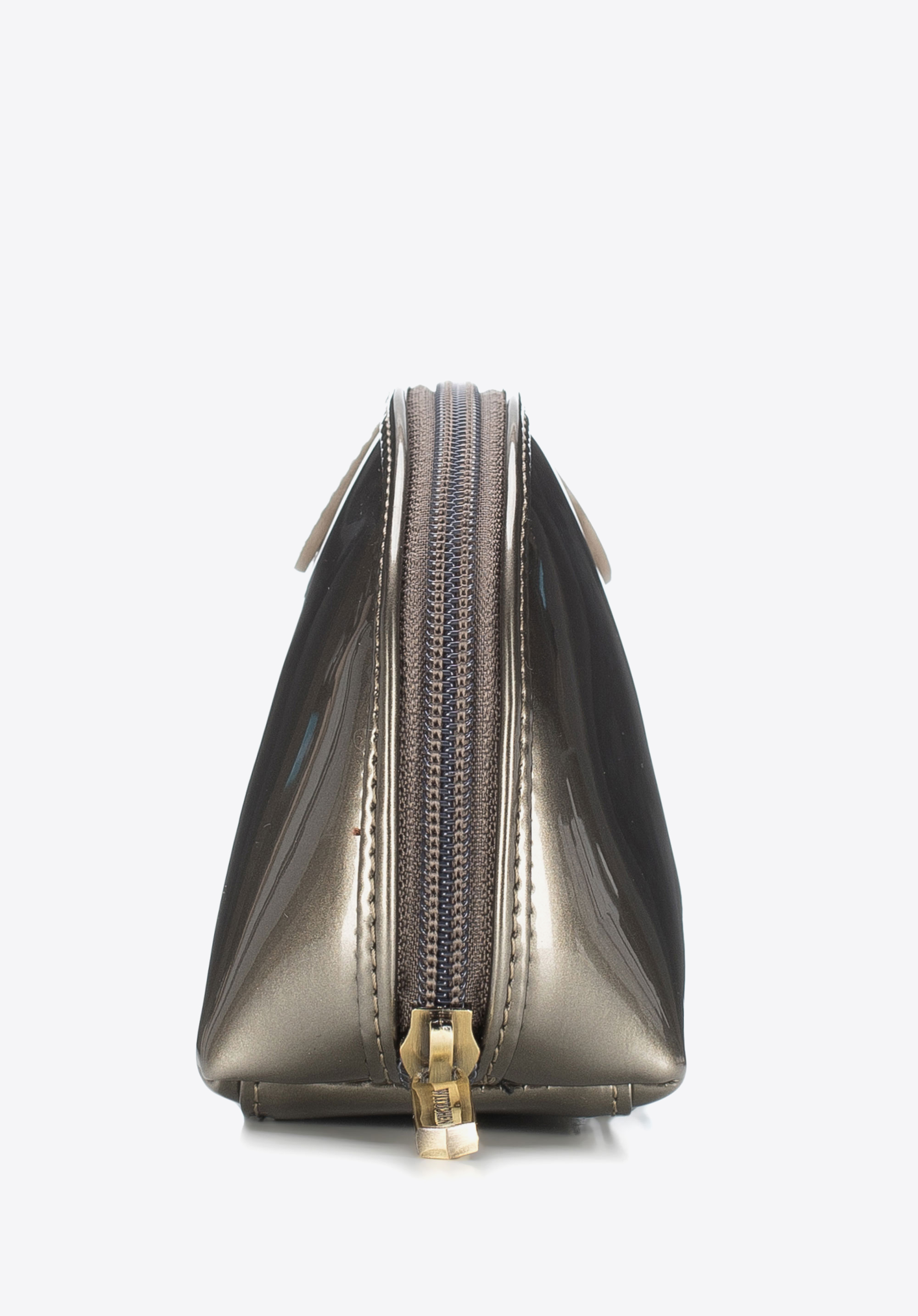 Kosmetyczka skórzana lakierowana półokrągła