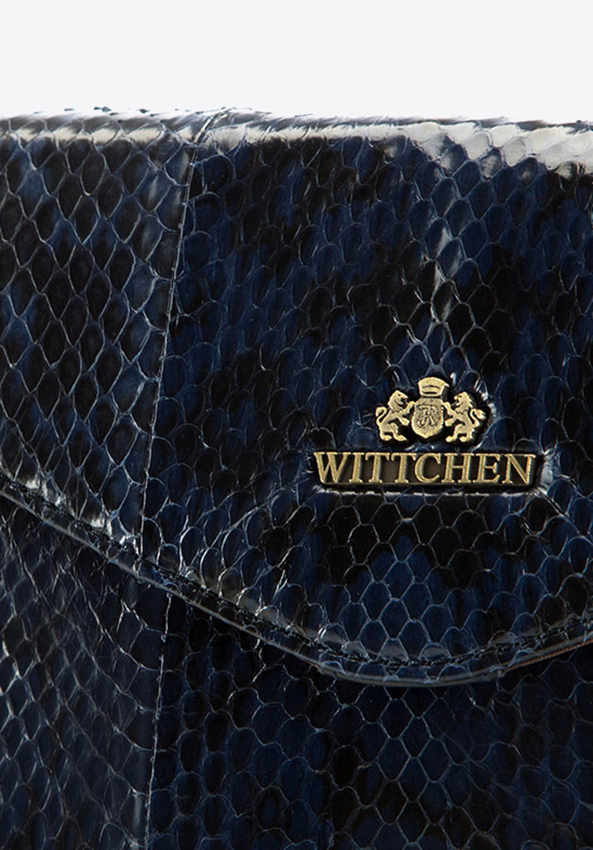 Kopertówka skórzana we wzór węża  z suwakiem