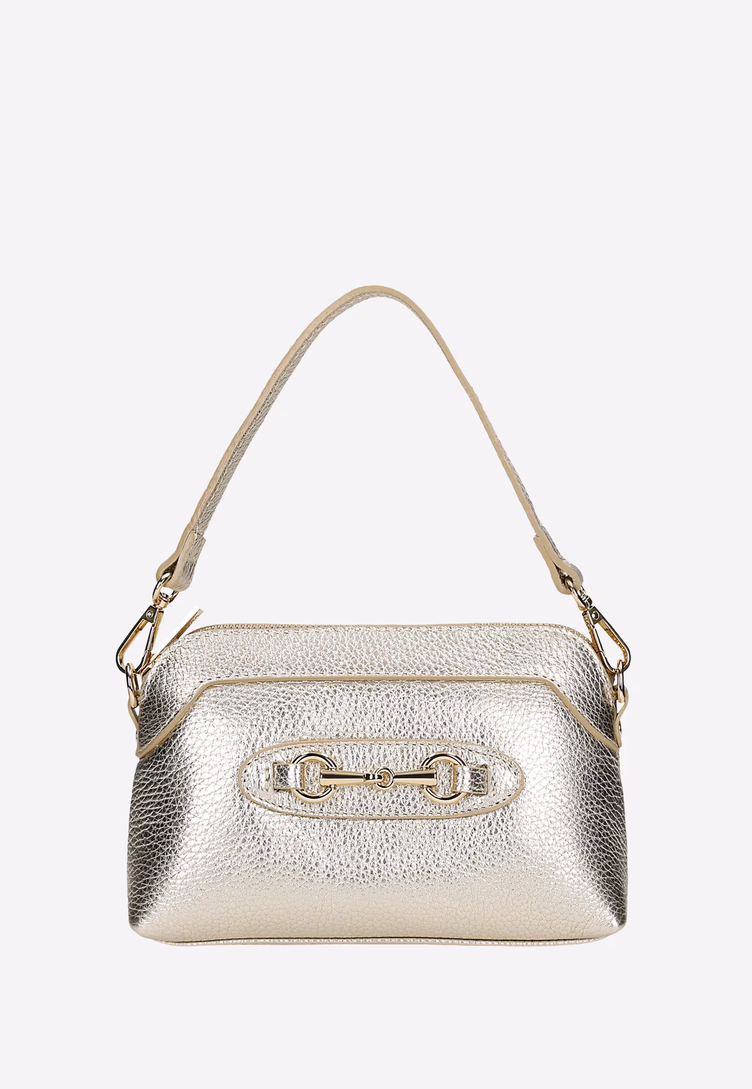 Mała czarna torebka wizytowa ze złotą ozdobą