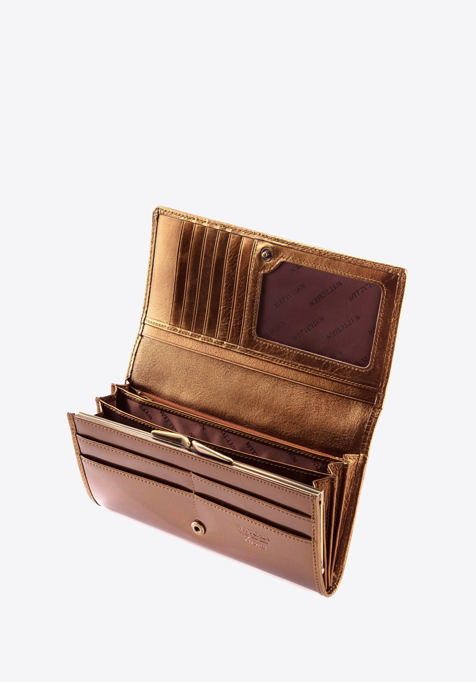 Damski portfel ze skóry lakierowany poziomy