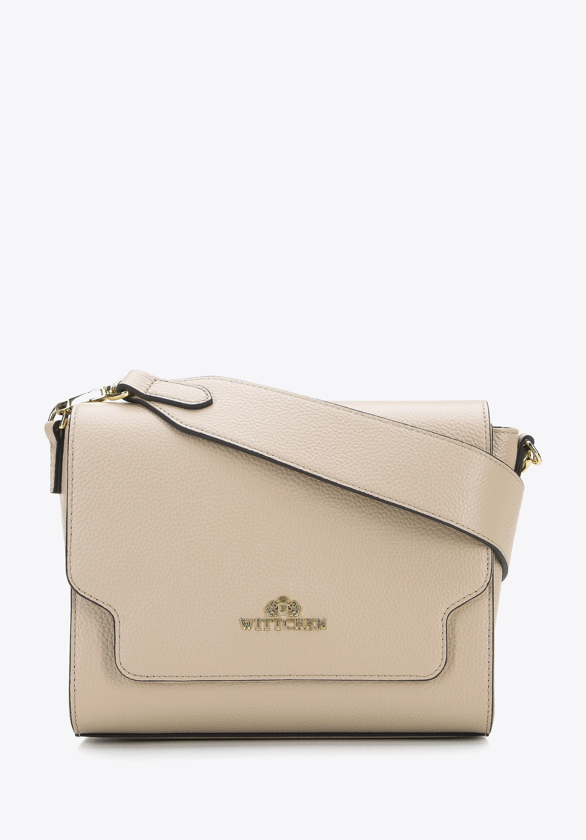 Damska torebka skórzana z klapą o nieregularnym kształcie