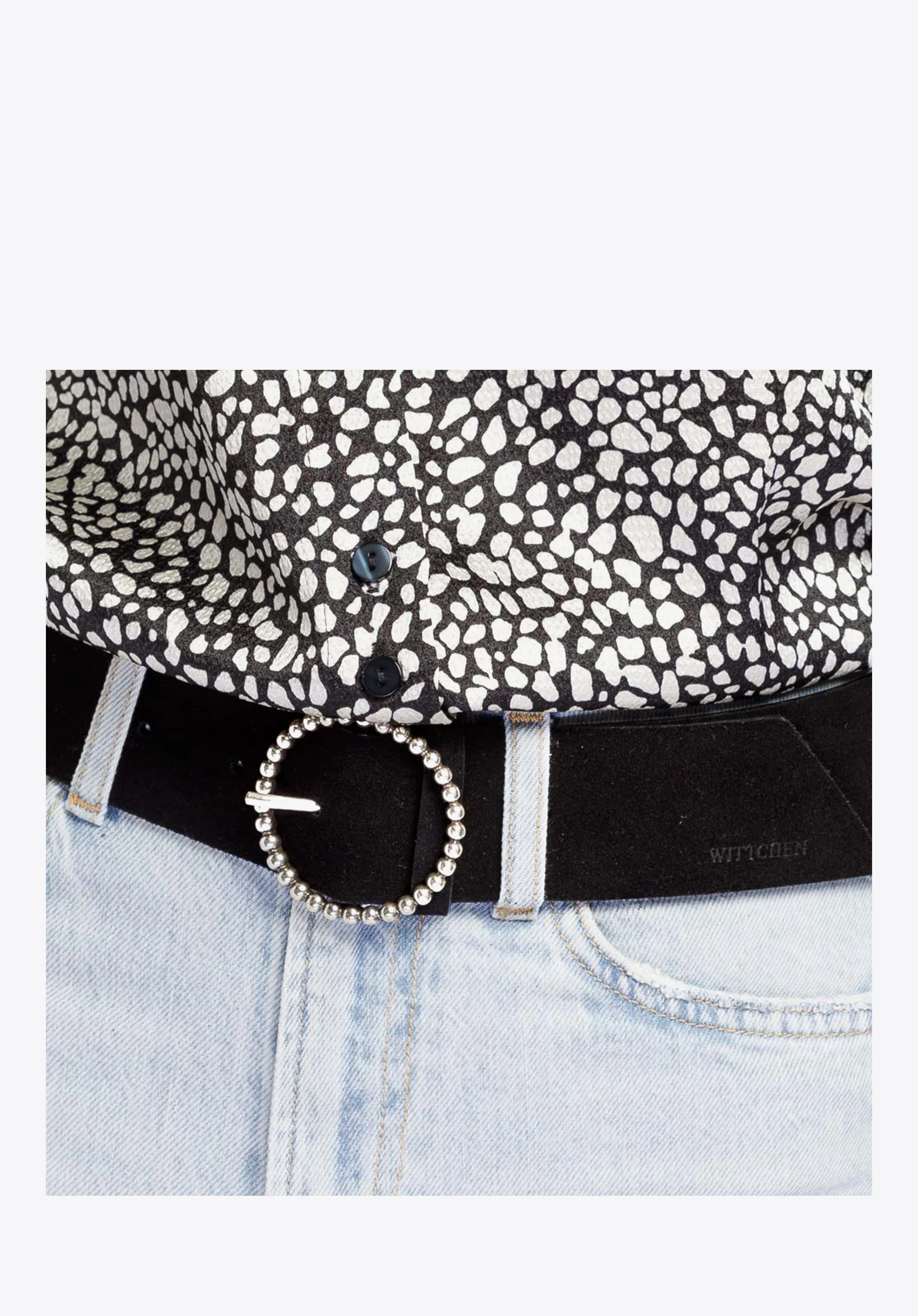 Damski pasek ze skóry welurowej z klamrą na obręczy