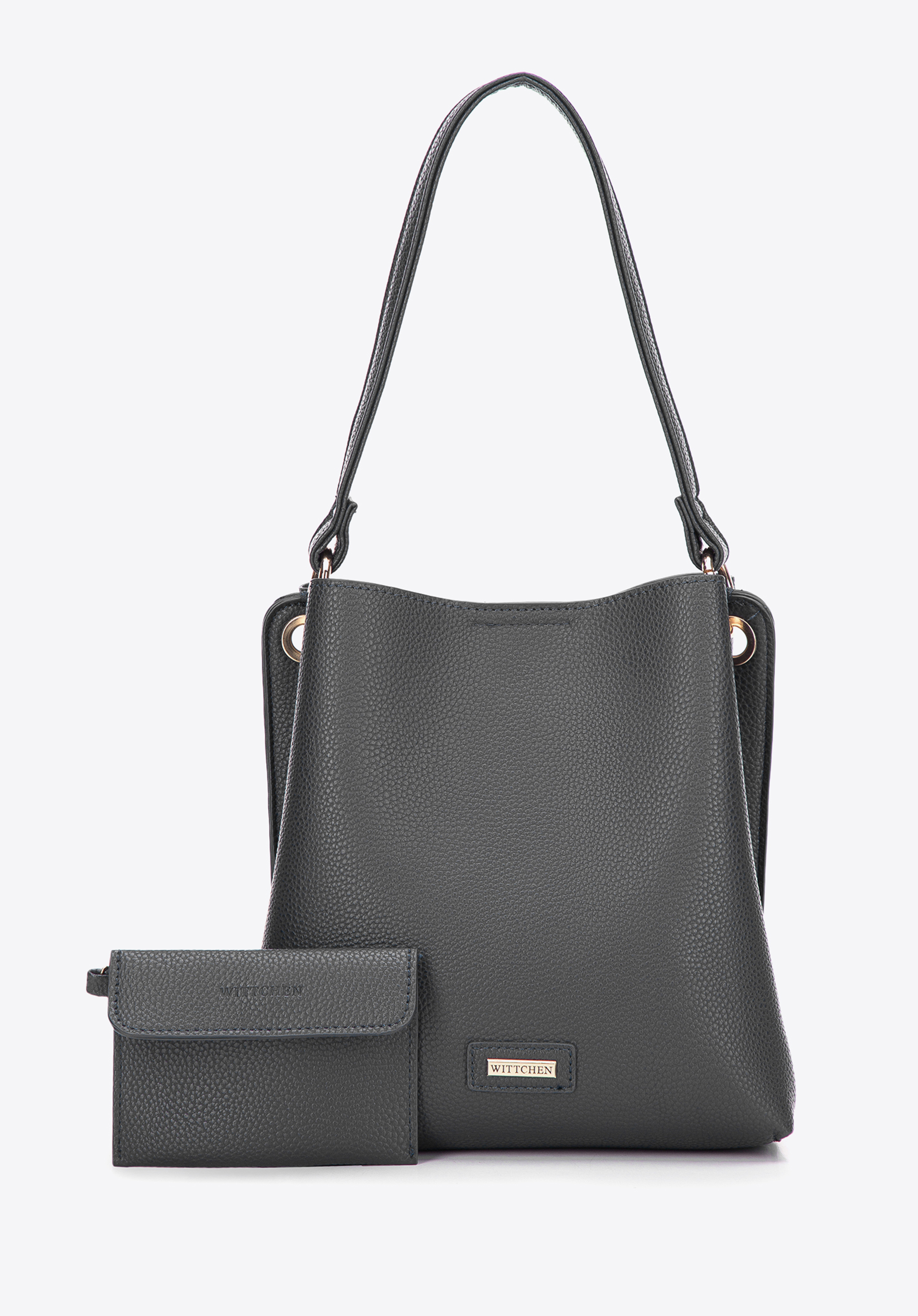 Torebka worek z ekoskóry dwukomorowa z etui