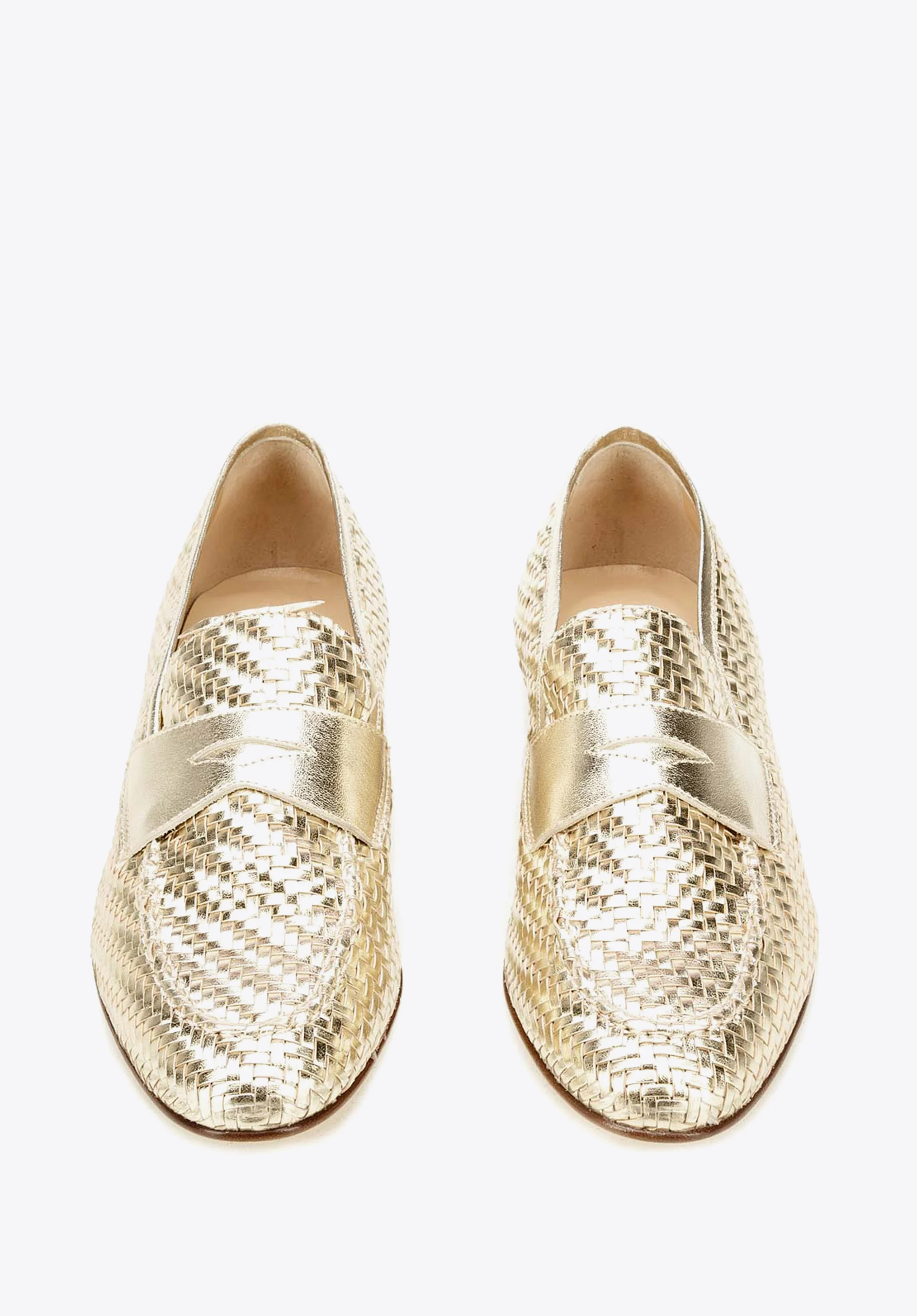 Damskie mokasyny pensówki z plecionej ekoskóry