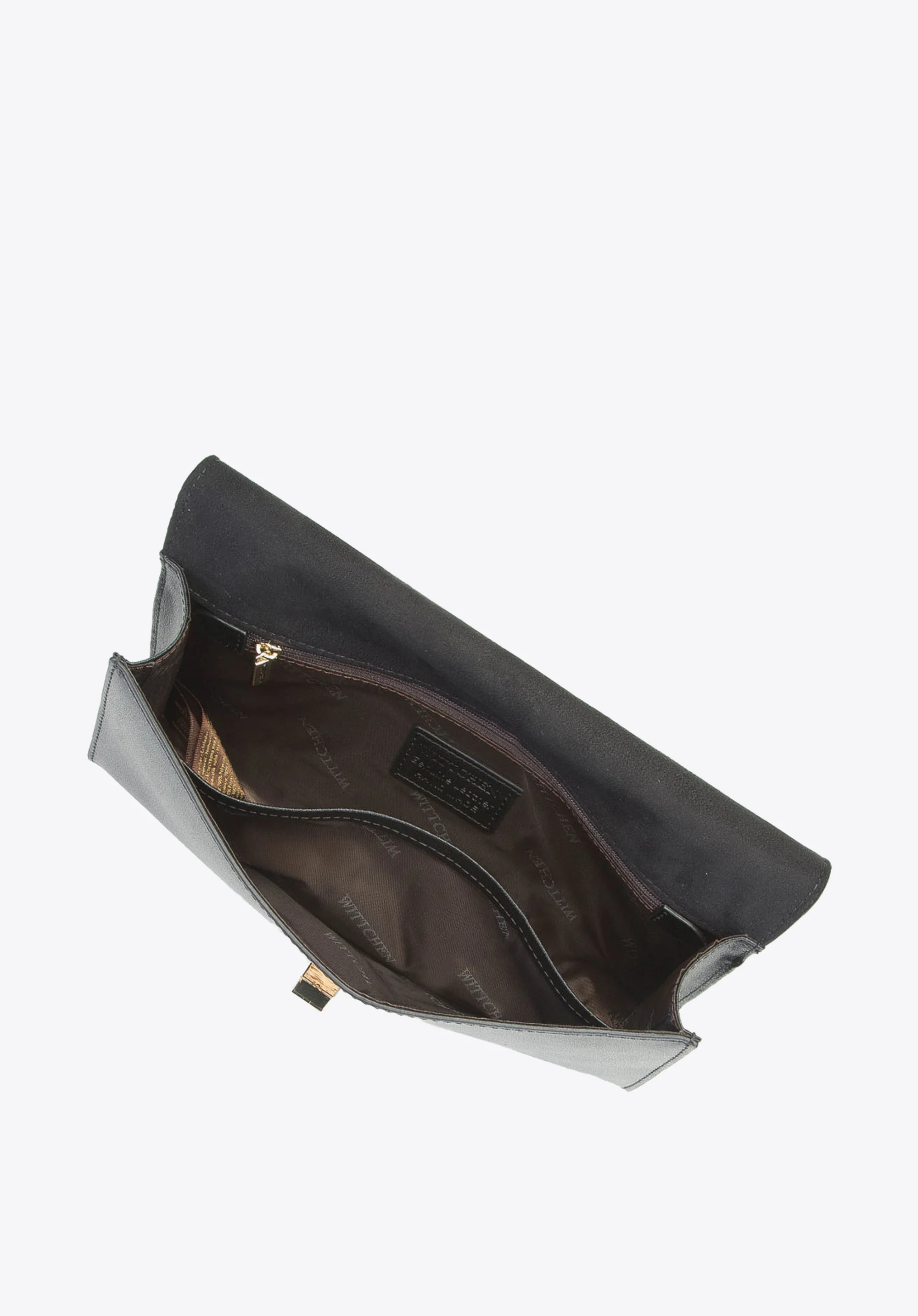 Kopertówka skórzana prosta z łańcuszkiem