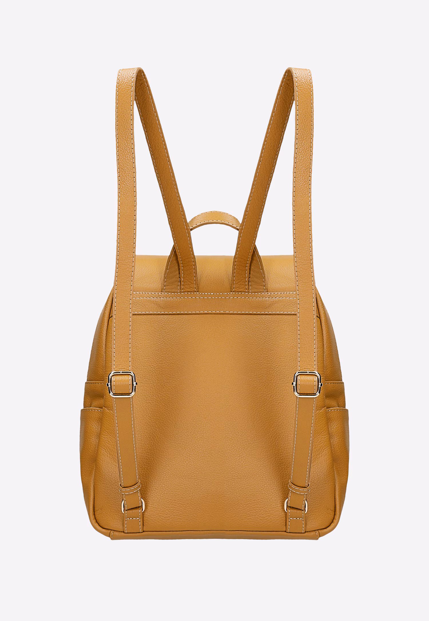 Beżowy skórzany plecak miejski z klapką