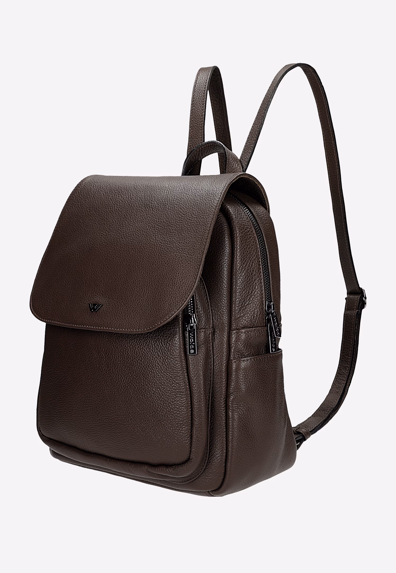 Beżowy skórzany plecak miejski z klapką