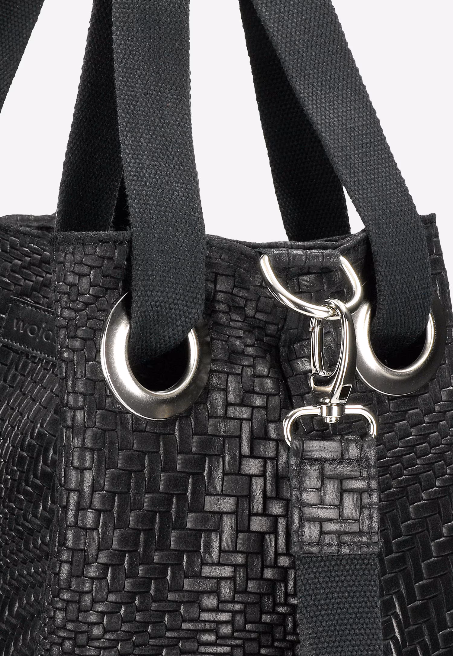 Duża czarna torebka damska w pleciony wzór