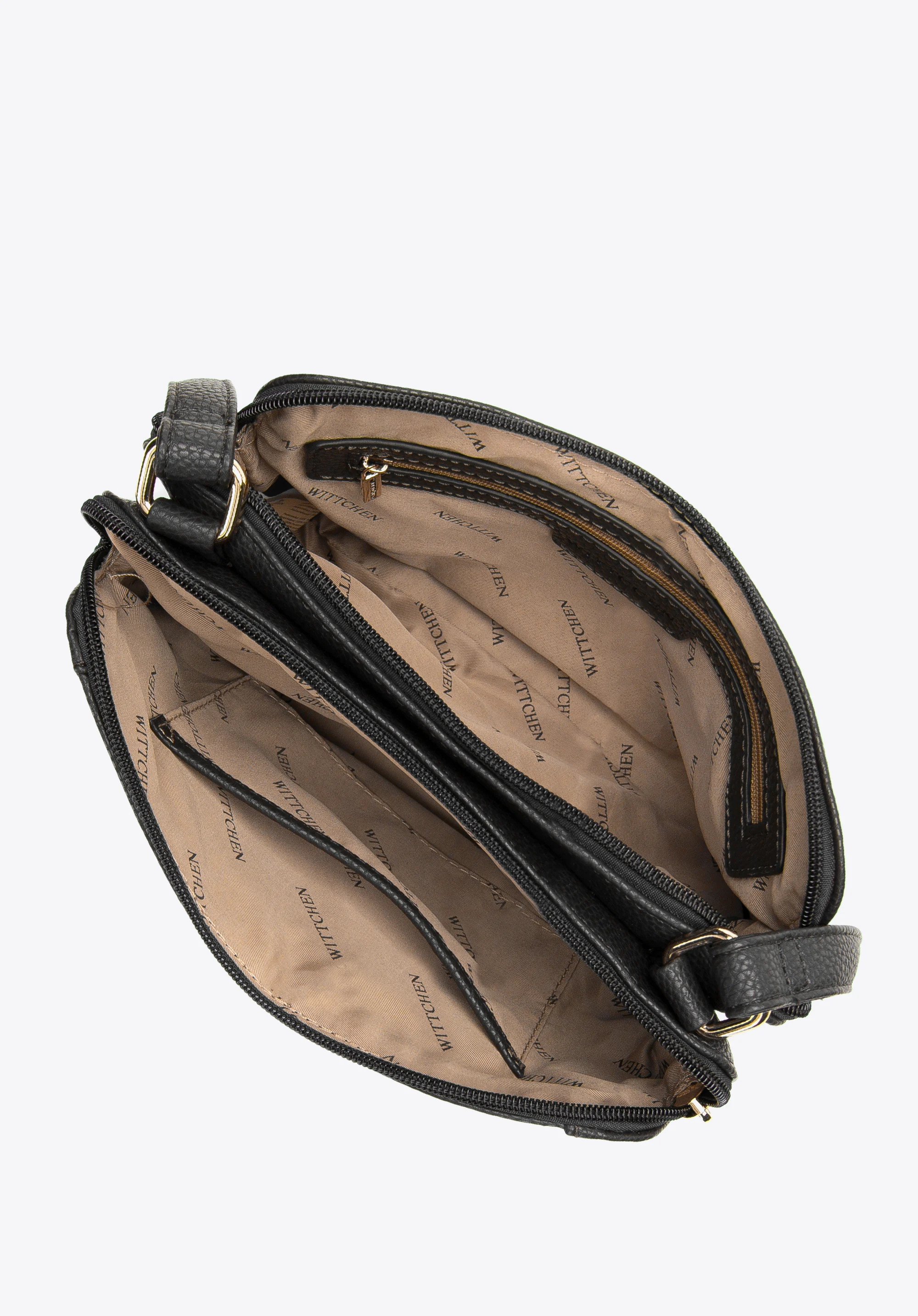 Damska listonoszka z ekoskóry dwukomorowa z ozdobnymi patkami