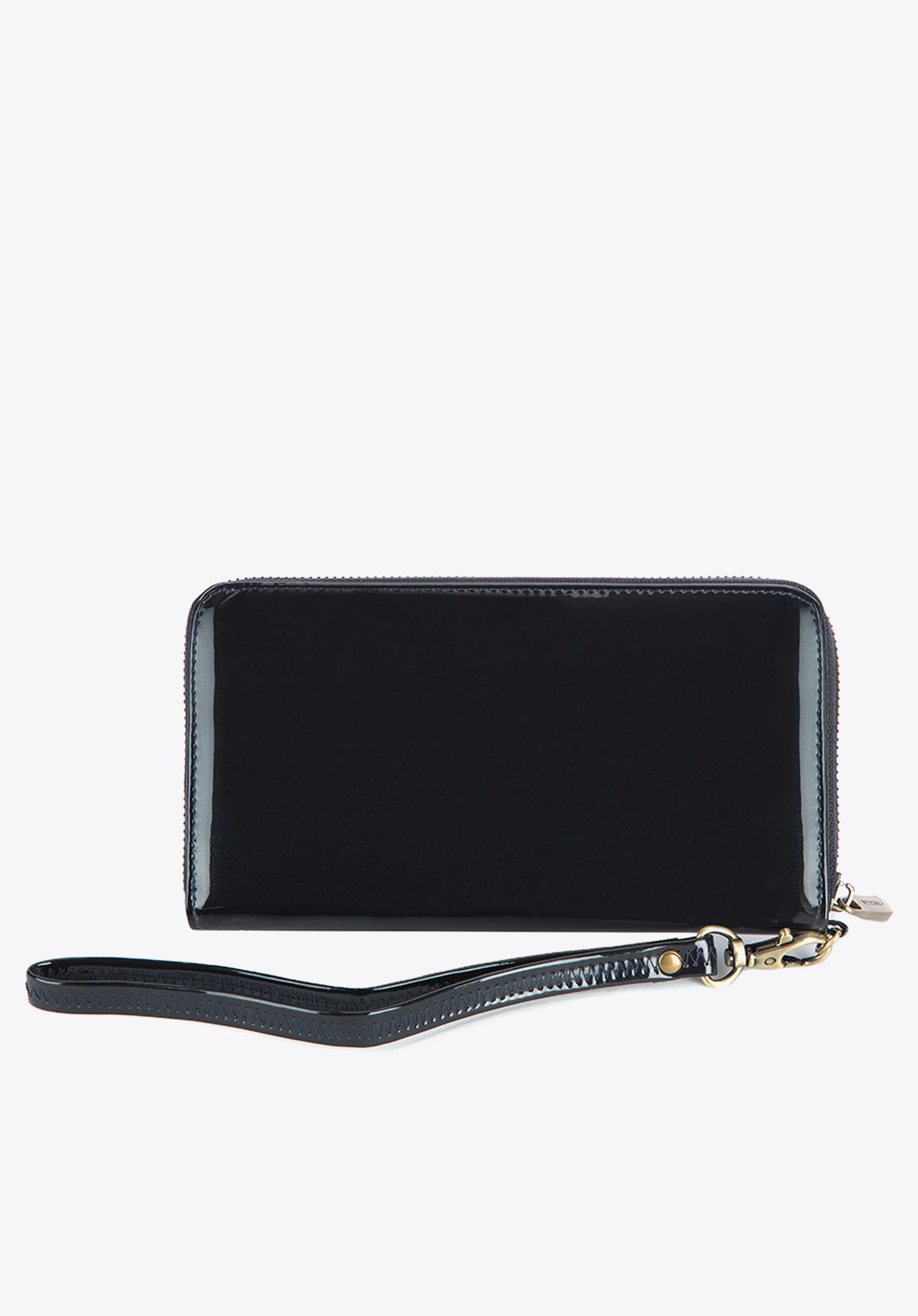 Damski portfel skórzany lakierowany na zamek