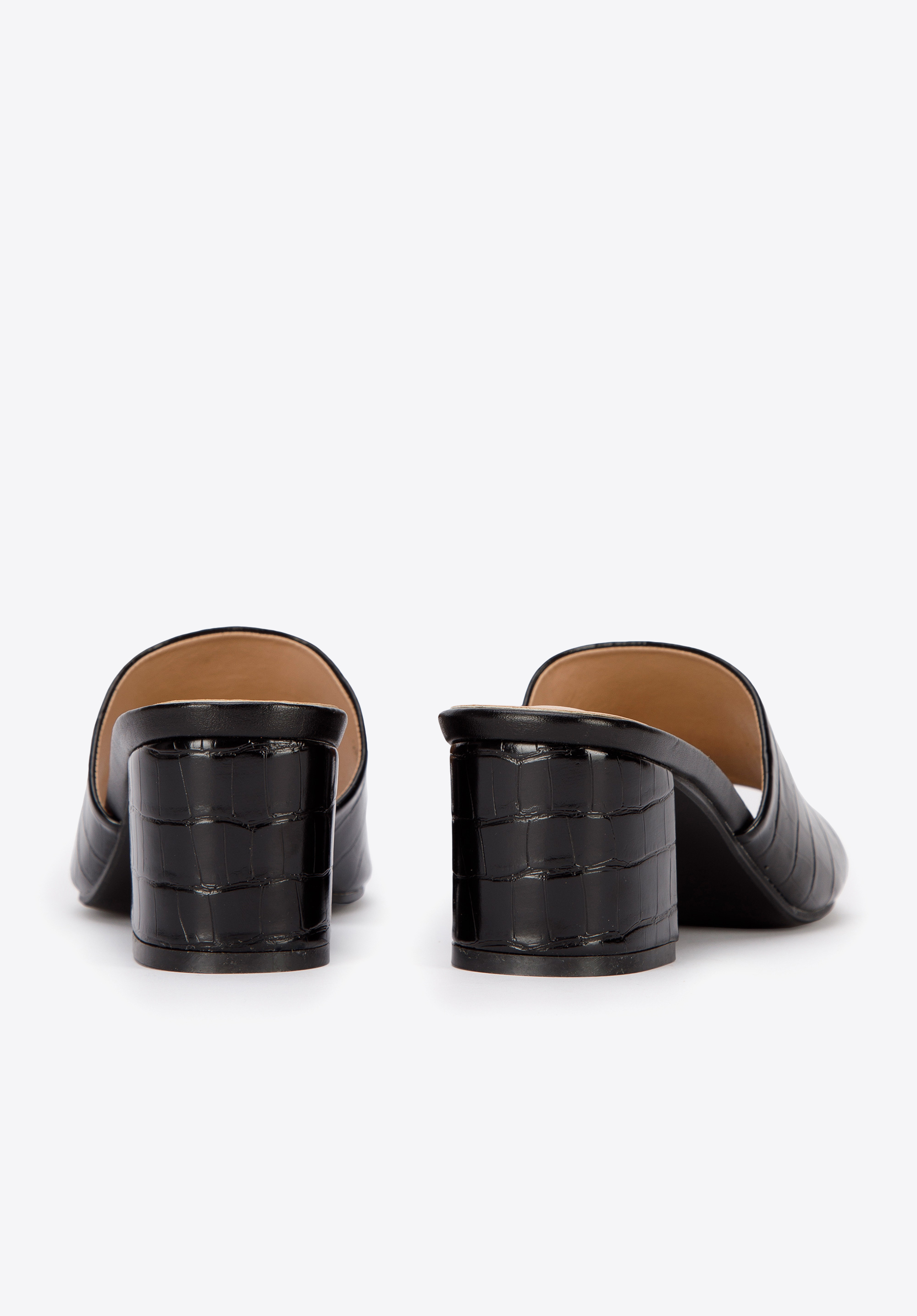 Damskie klapki z ekoskóry croco na słupku