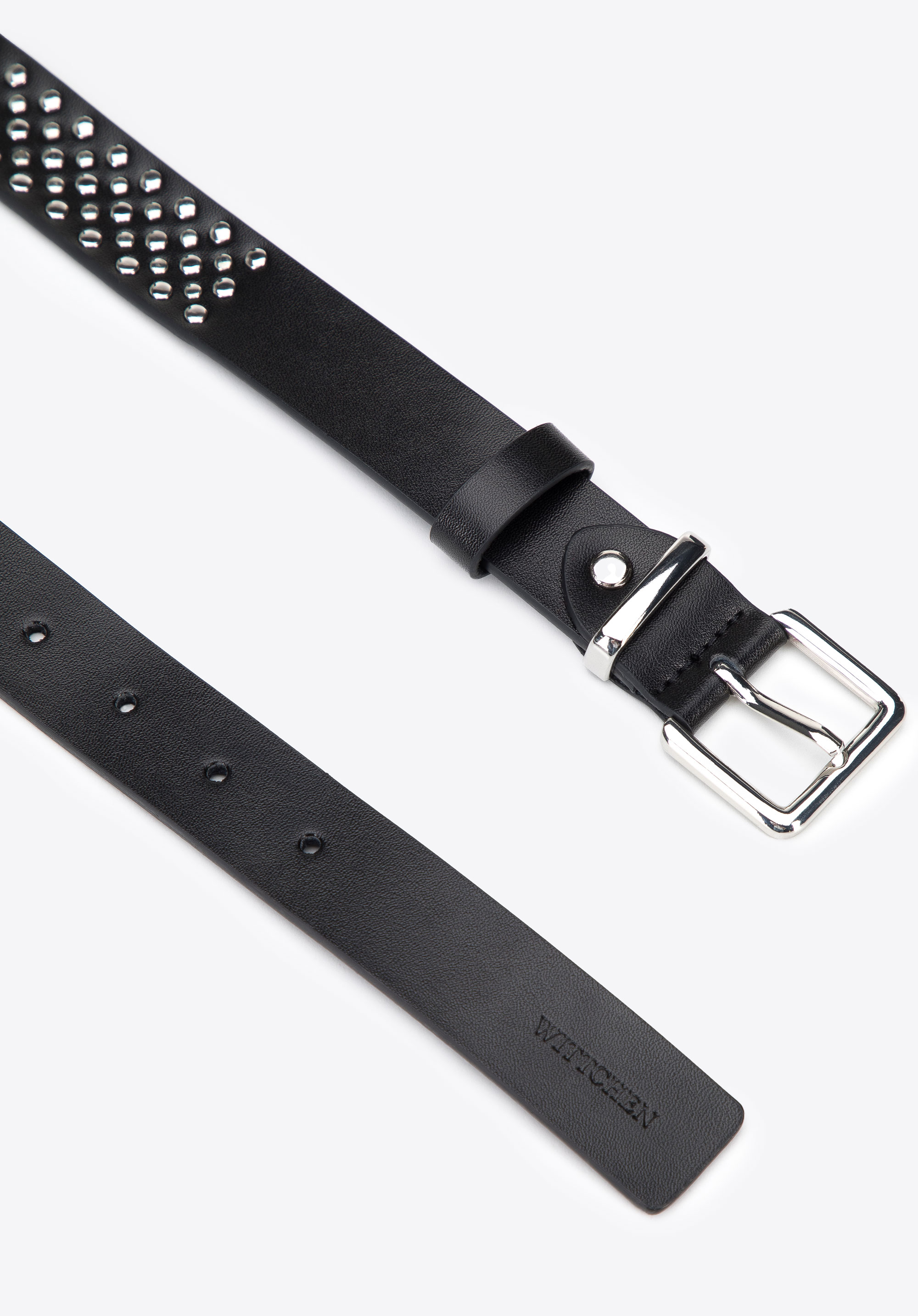 Damski pasek skórzany nitowany