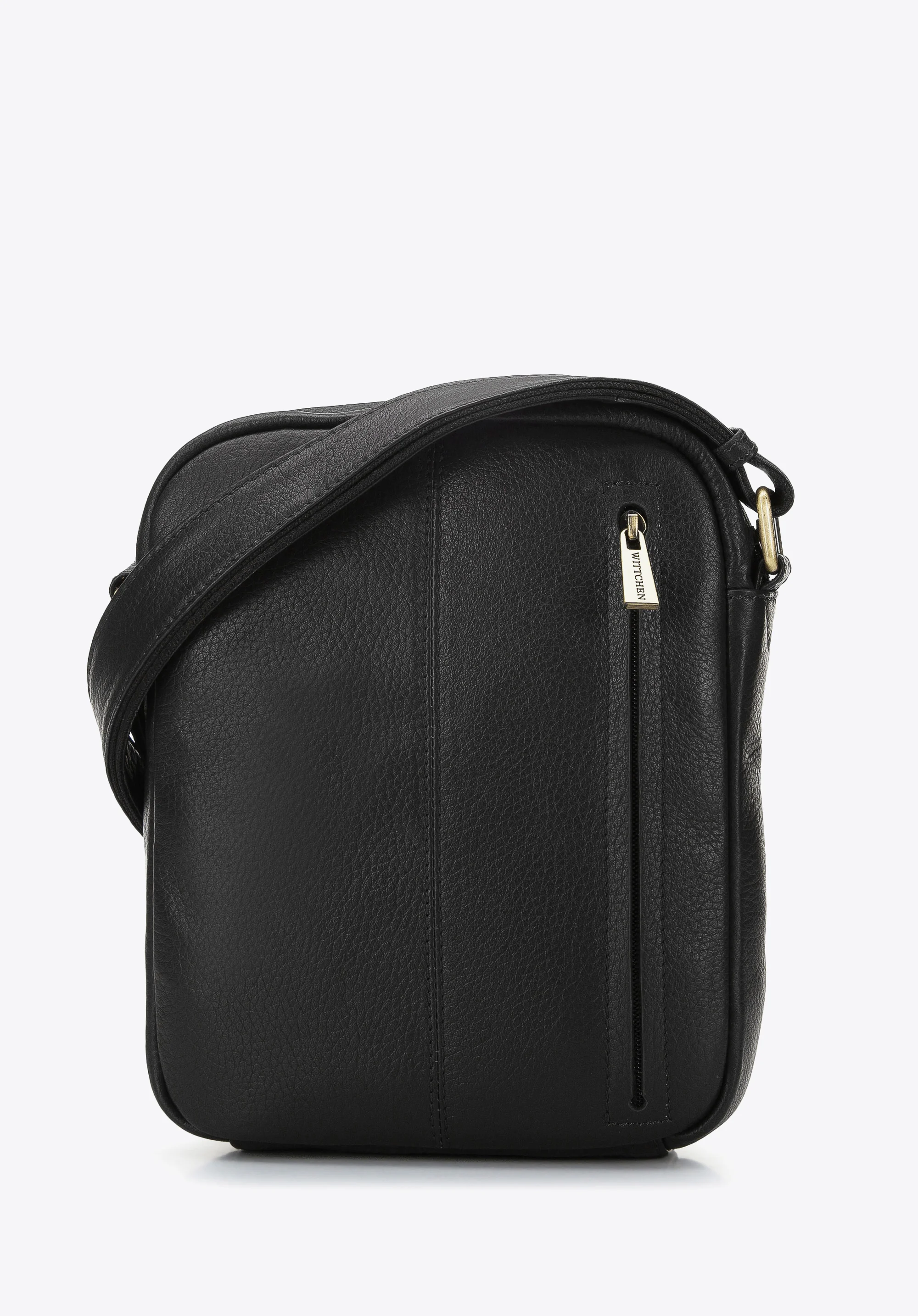 Męska listonoszka skórzana z pionowym suwakiem