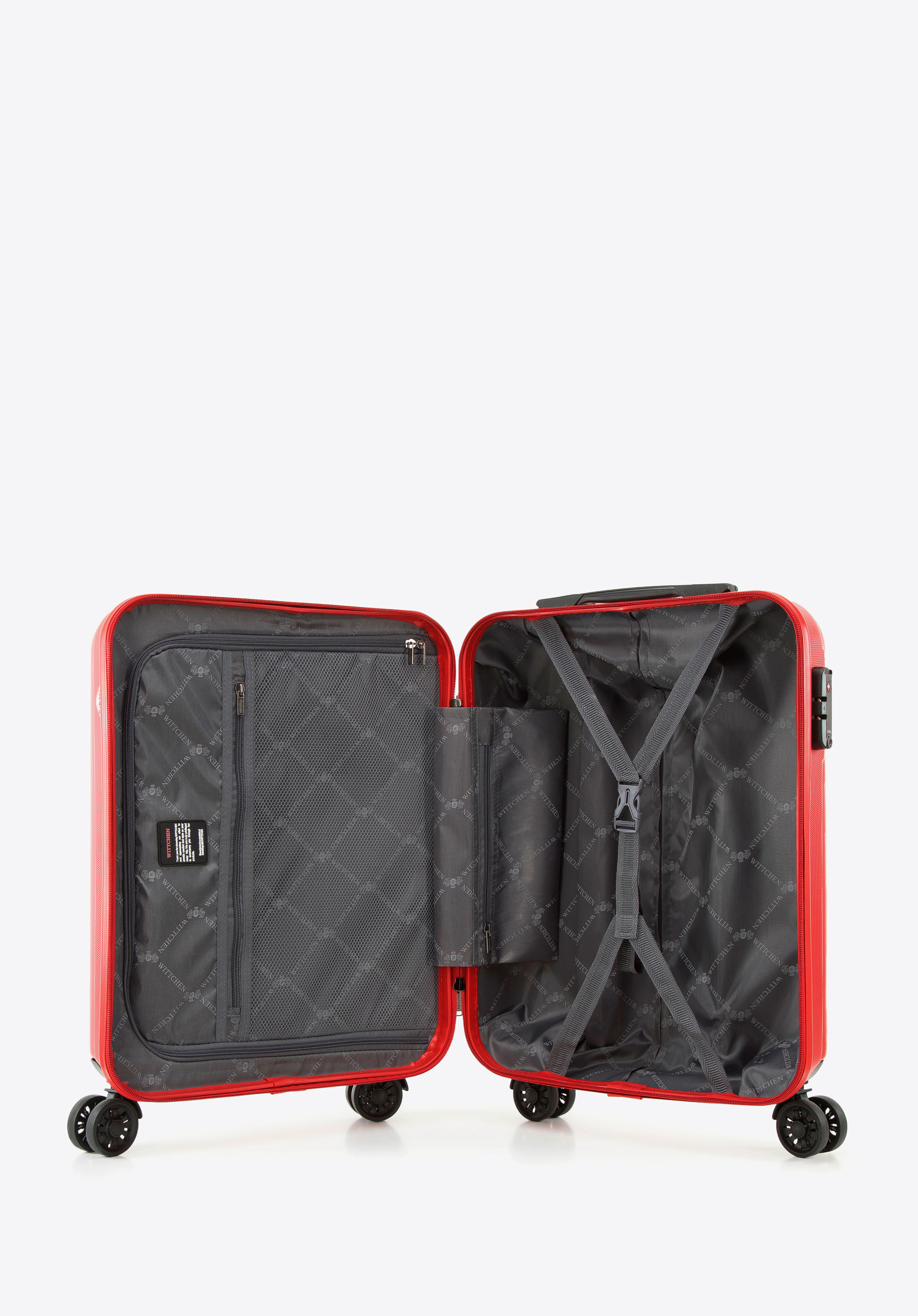 Walizka kabinowa z polikarbonu z pionowymi tłoczeniami