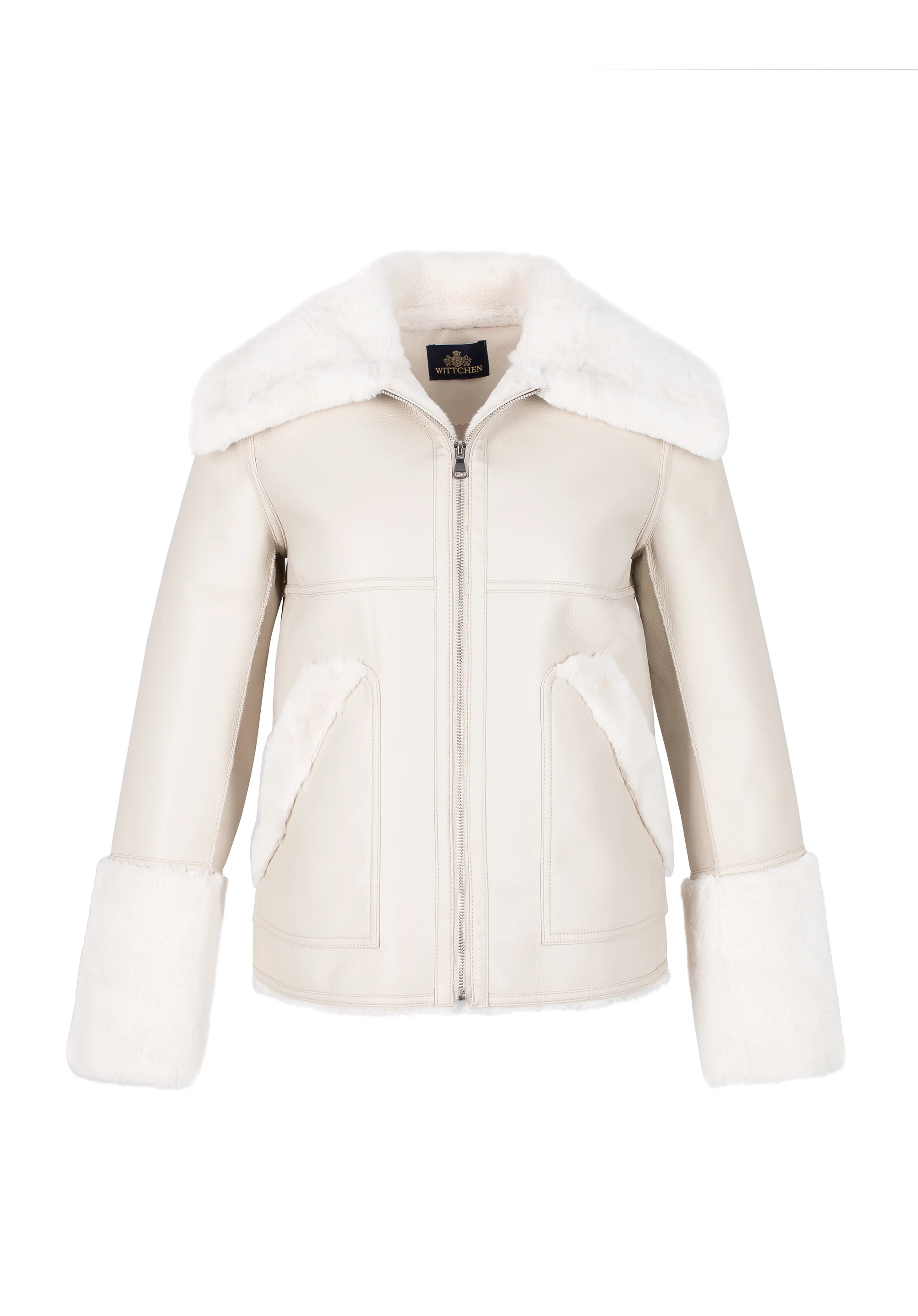 Damska kurtka z ekoskóry podszyta sztucznym futerkiem