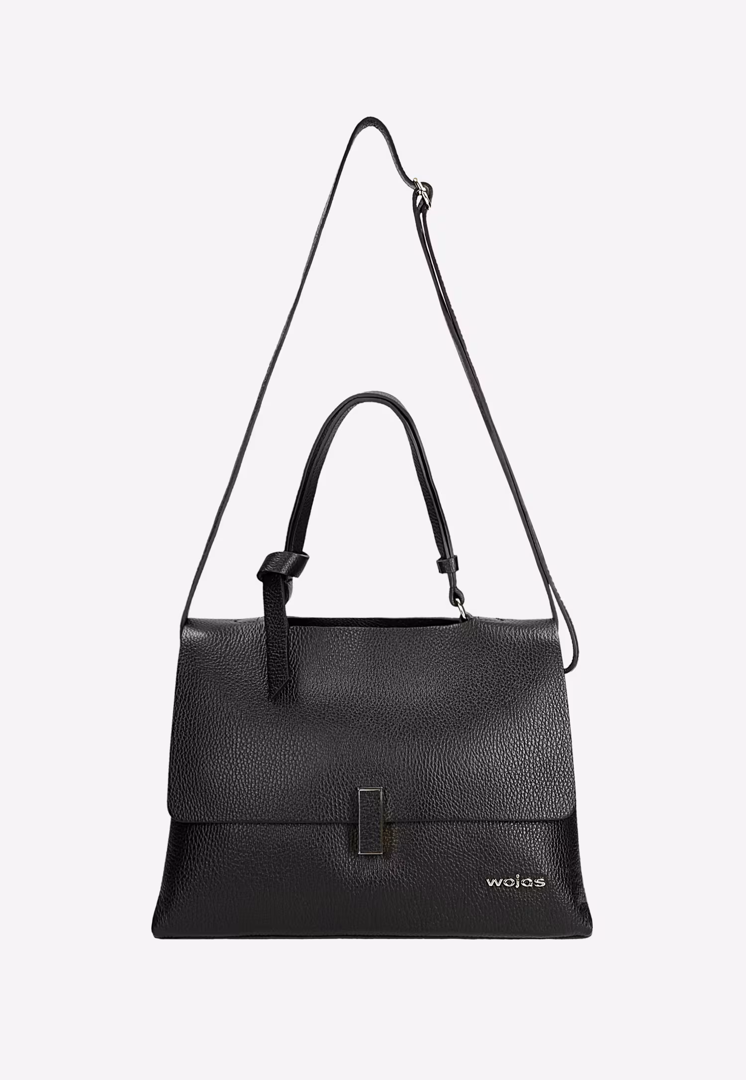 Czarna skórzana torebka kuferek z metalowym zapięciem