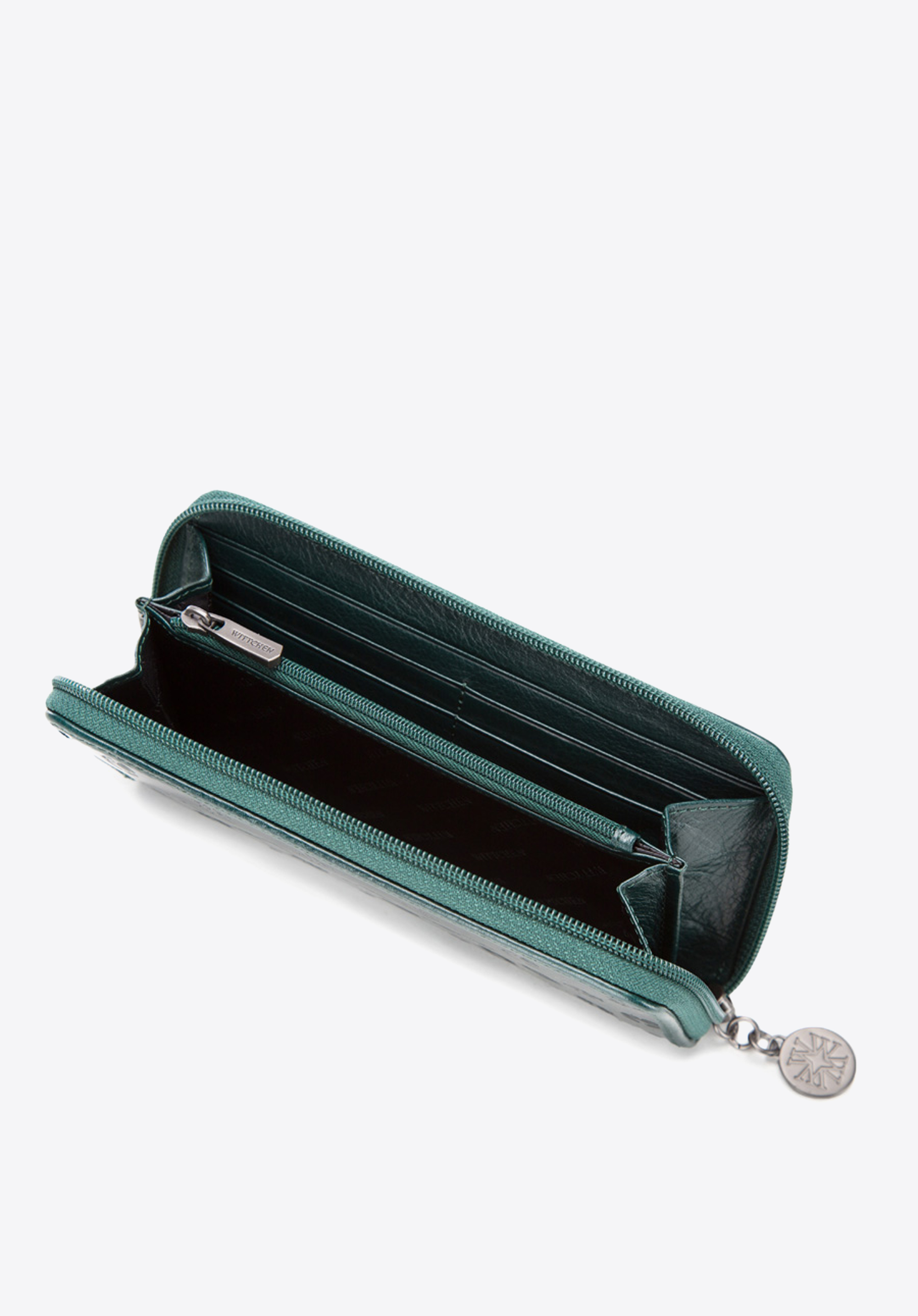 Damski portfel skórzany lakierowany tłoczony