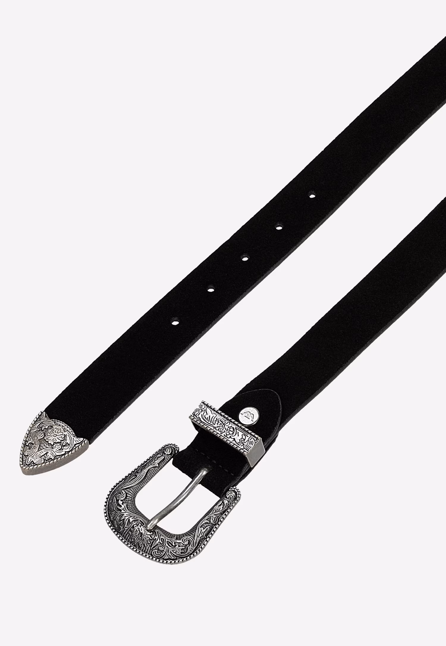Czarny kowbojski pasek damski z ozdobną klamrą