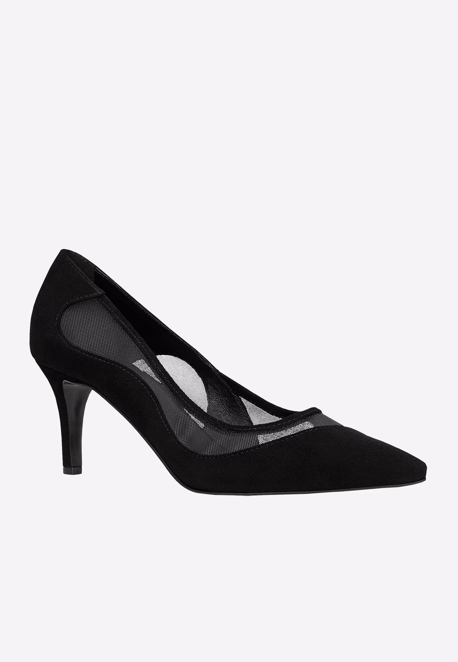 Czarne czółenka z noskiem w szpic z siateczką