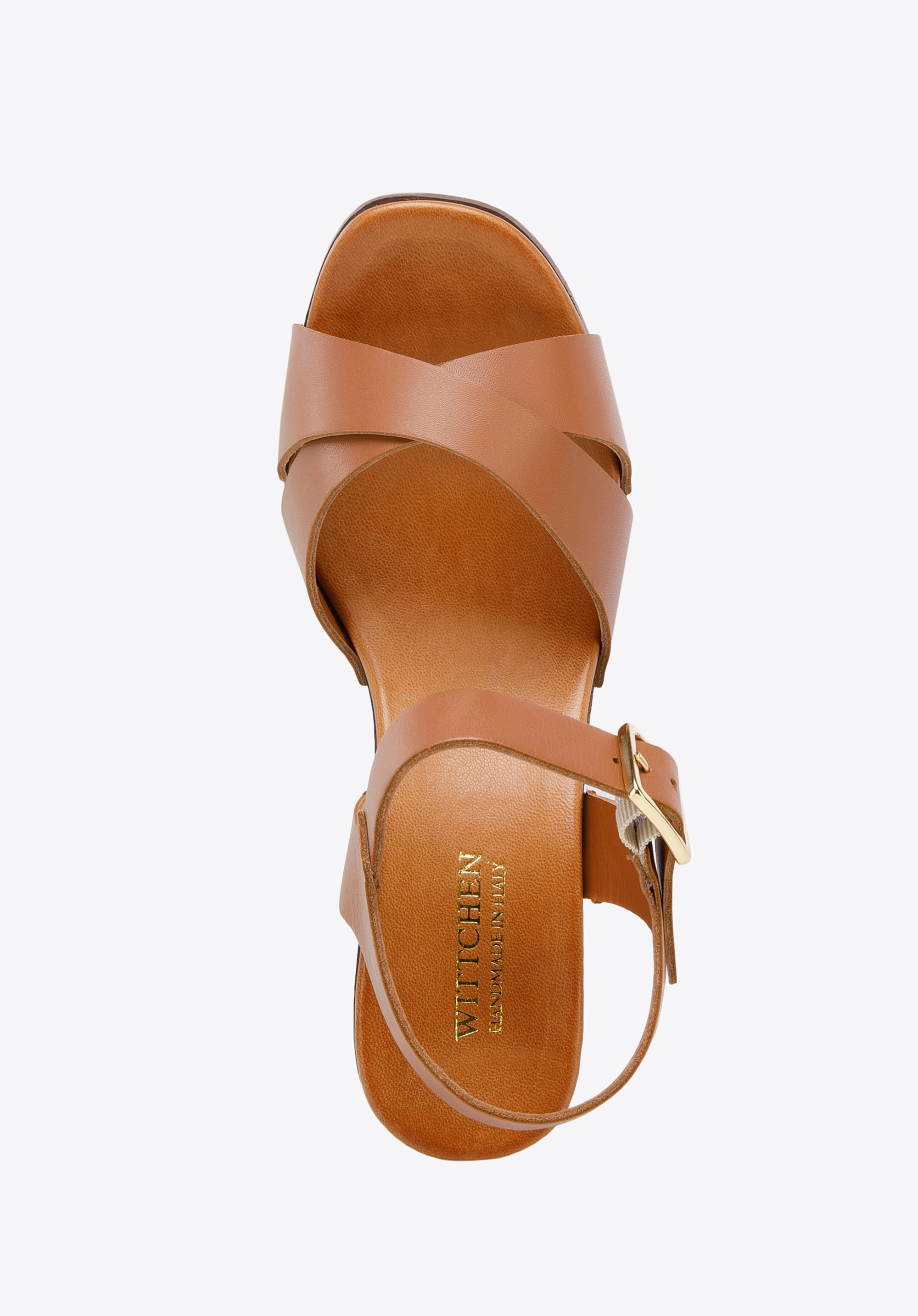 Damskie sandały skórzane z paskami na krzyż