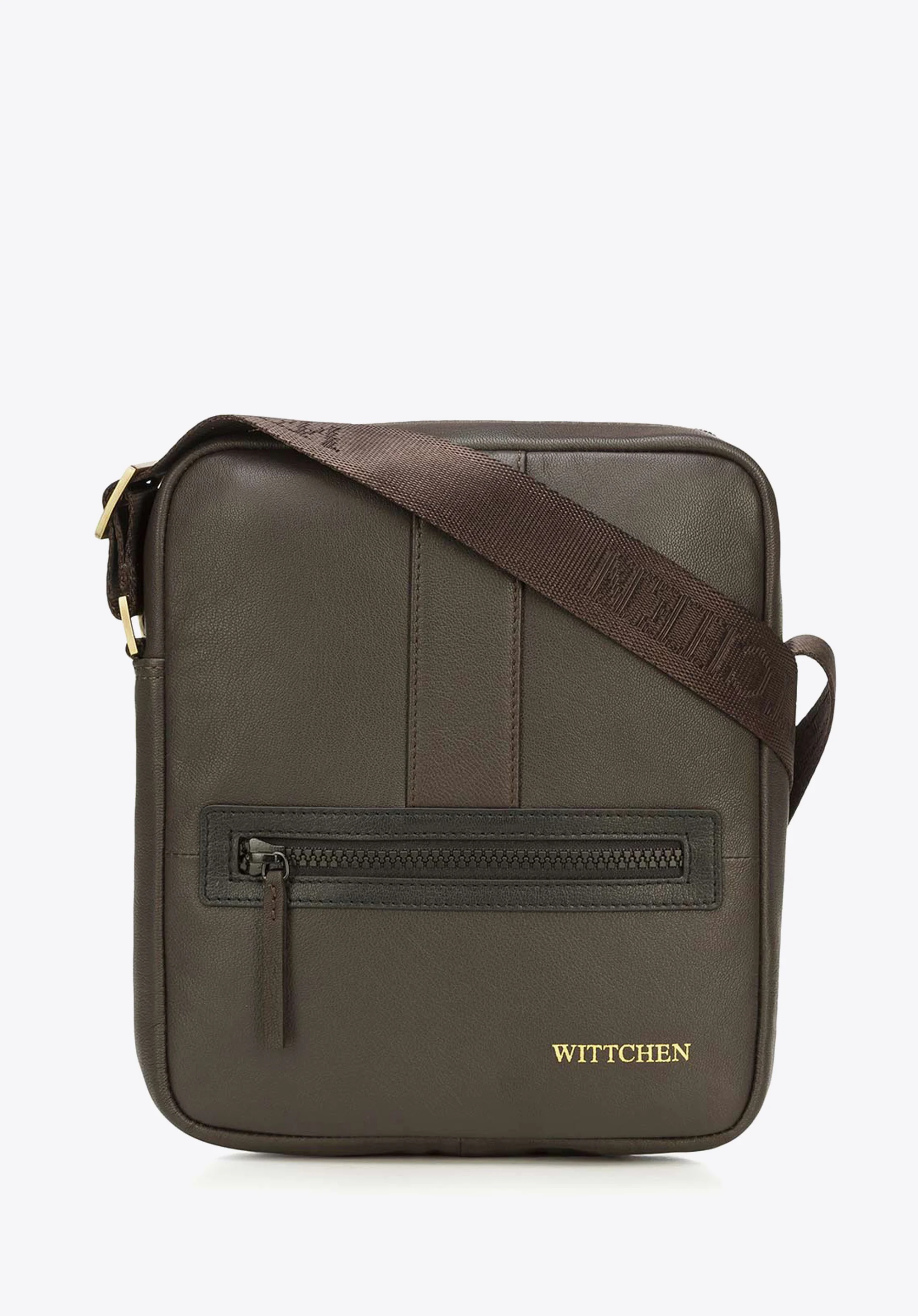 Męska listonoszka skórzana stębnowana mała