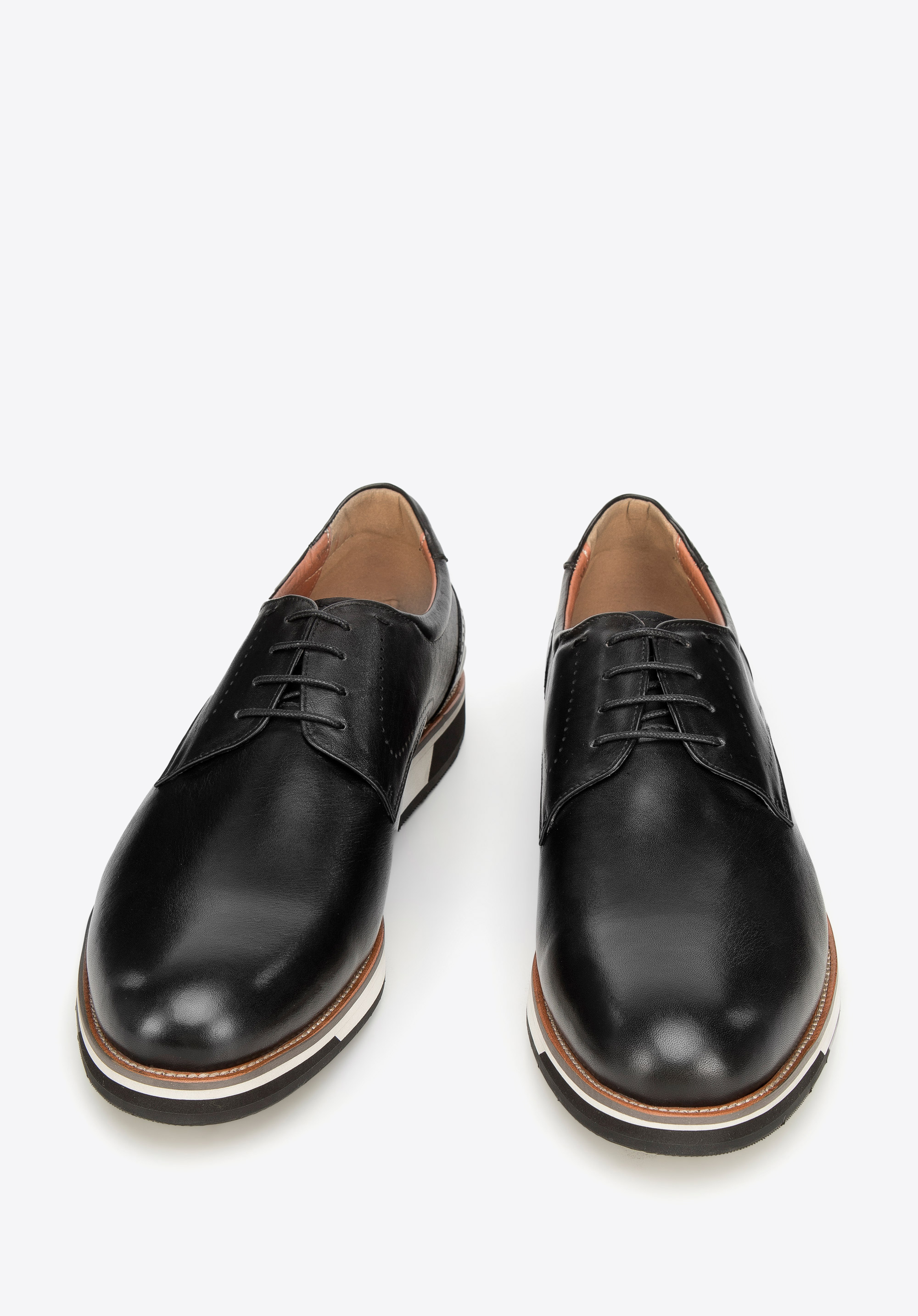 Męskie półbuty skórzane na sportowej podeszwie