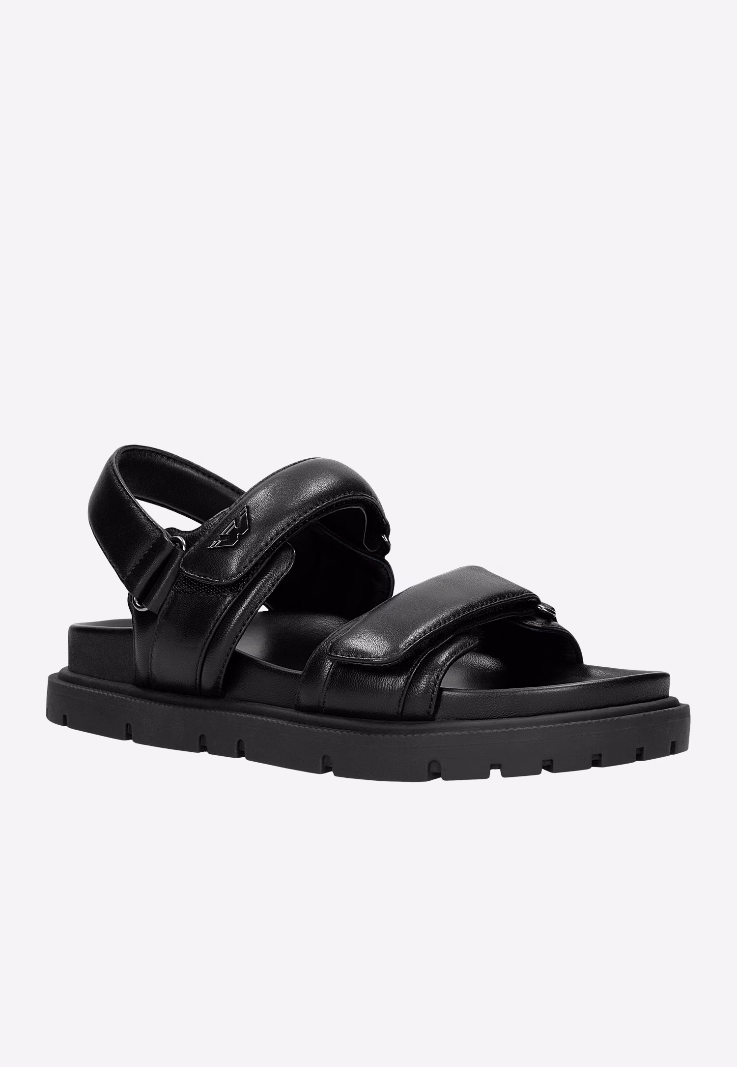 Beżowe masywne sandały damskie ze skóry licowej