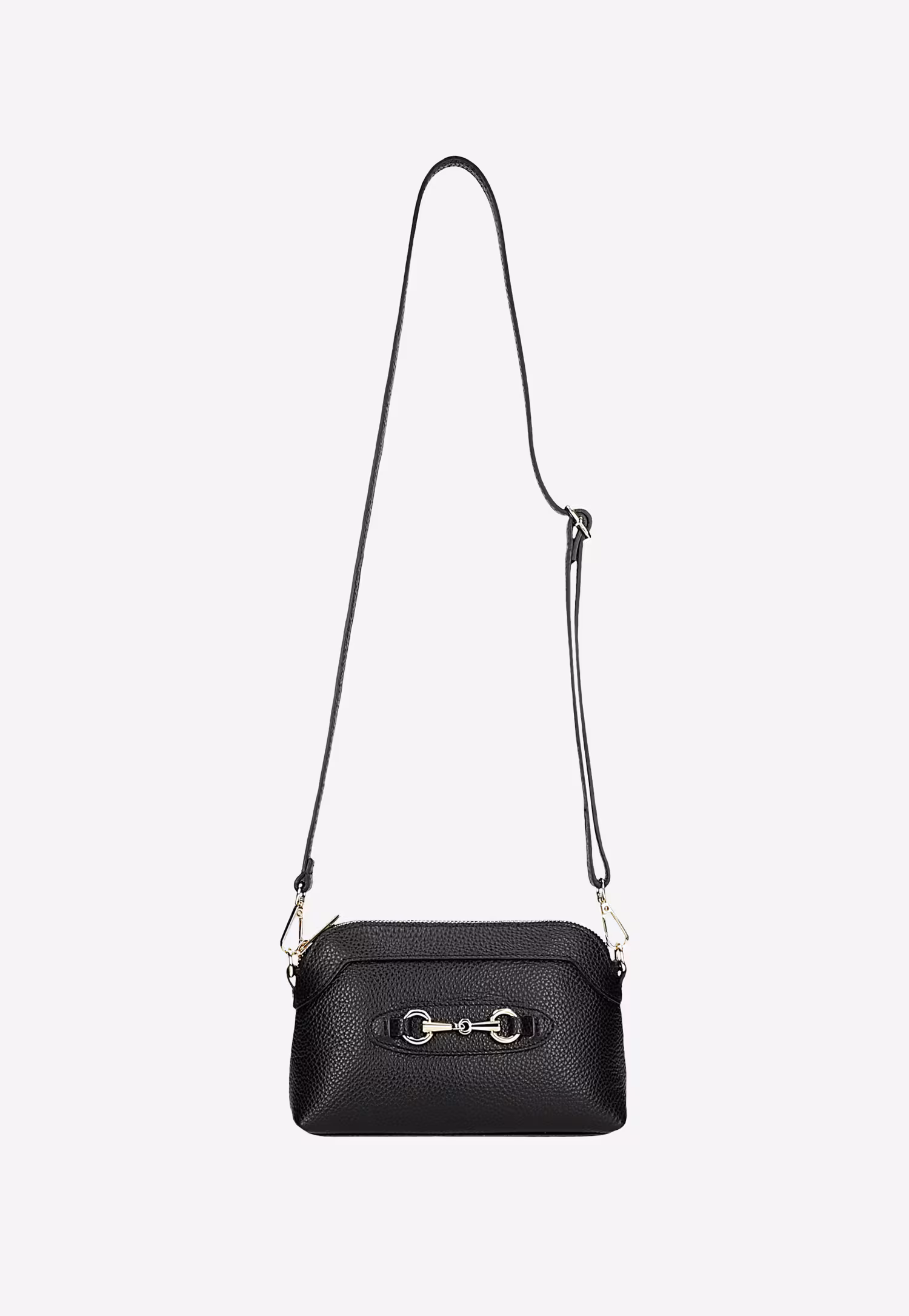 Mała czarna torebka wizytowa ze złotą ozdobą