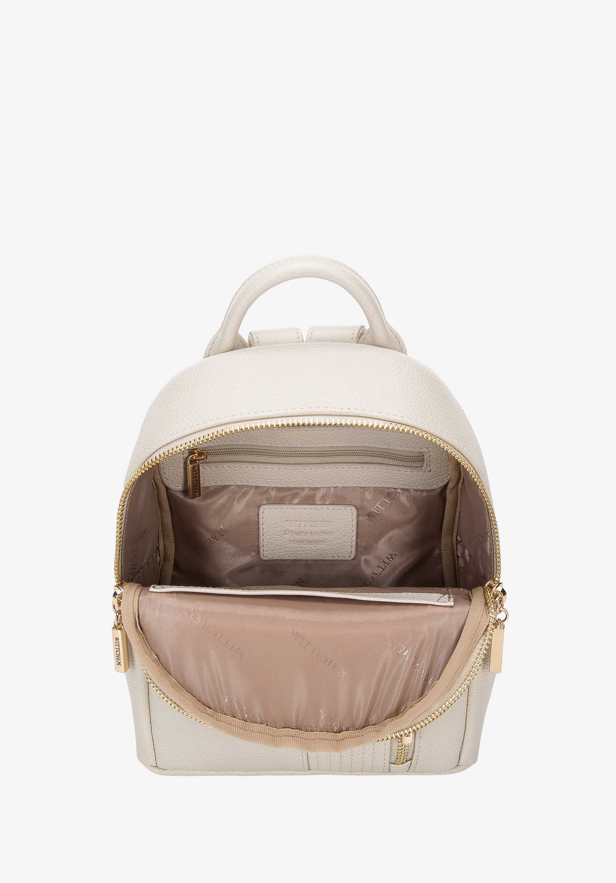 Damski miniplecak skórzany z pionowym suwakiem