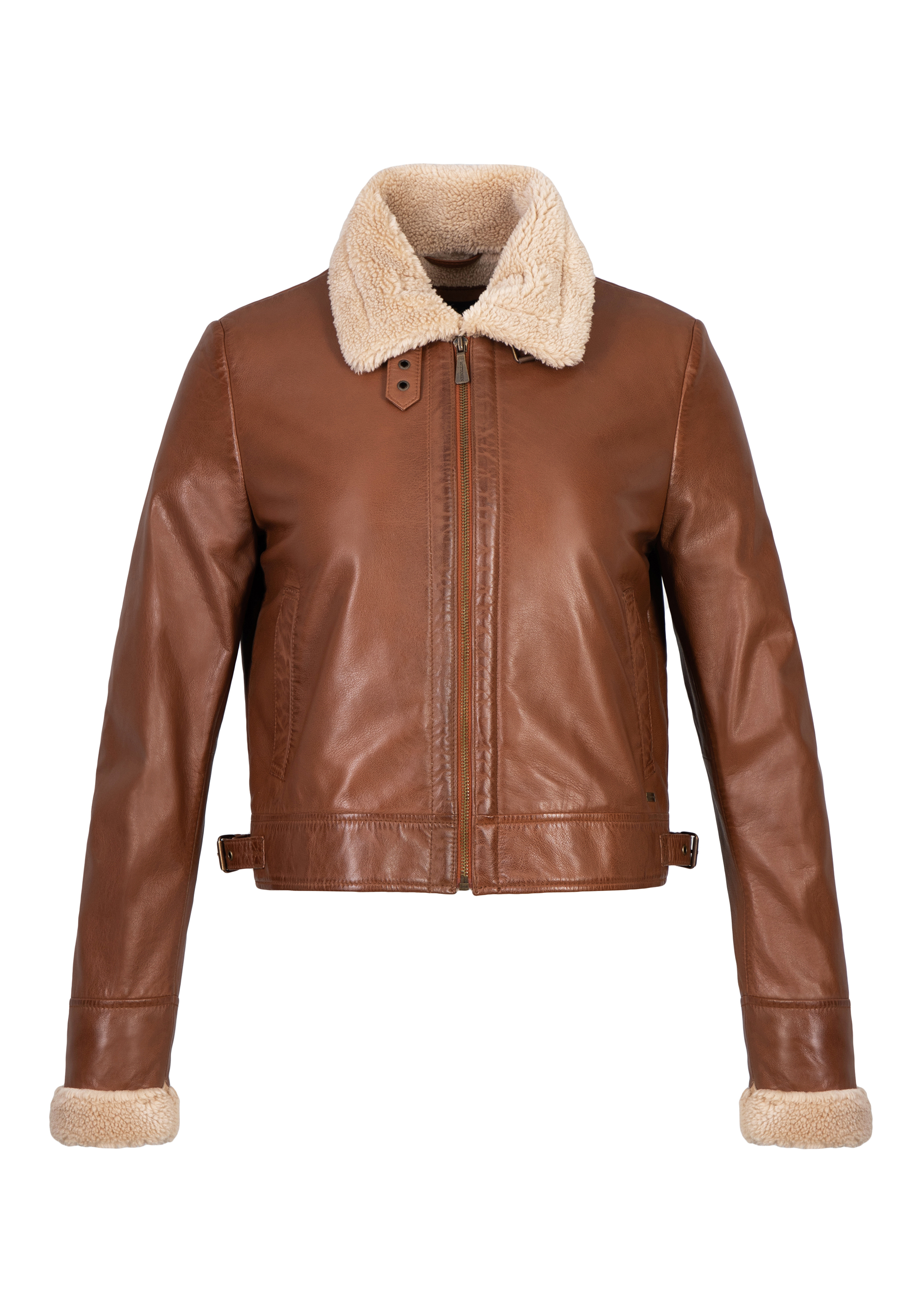 Damska kurtka pilotka skórzana podszyta sztucznym futerkiem krótka