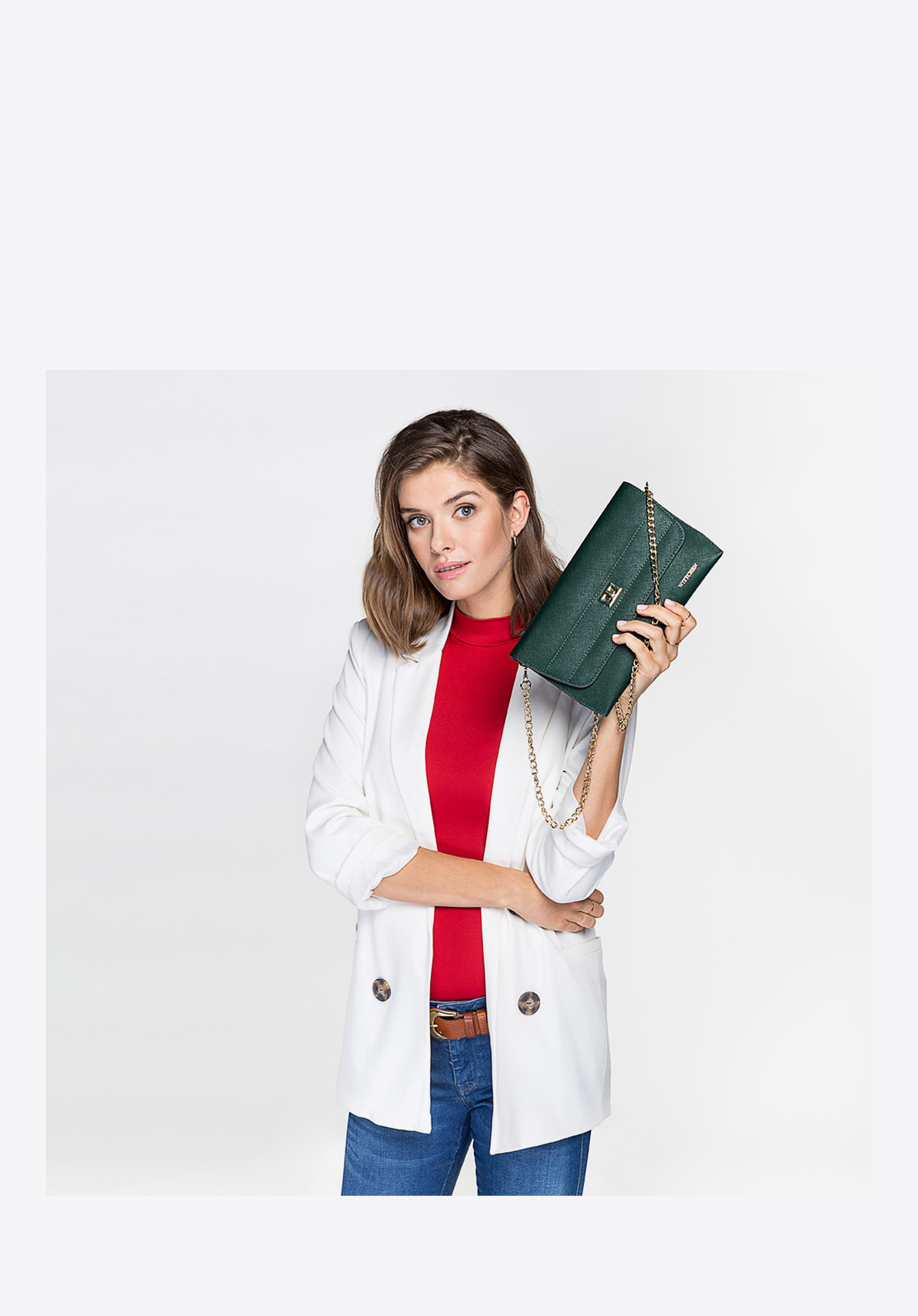 Torebka wieczorowa ze skóry saffiano