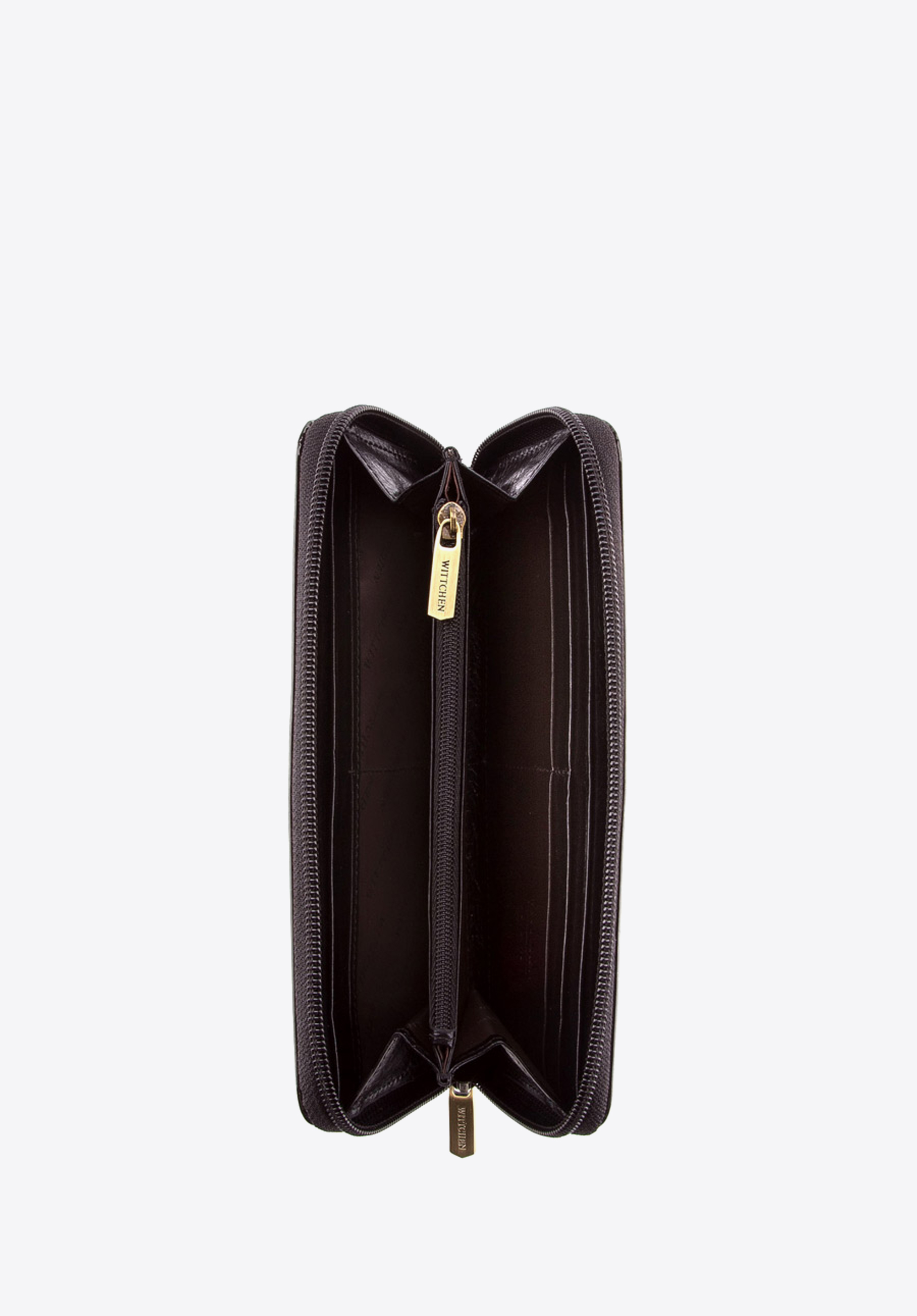 Damski portfel ze skóry lakierowany na suwak