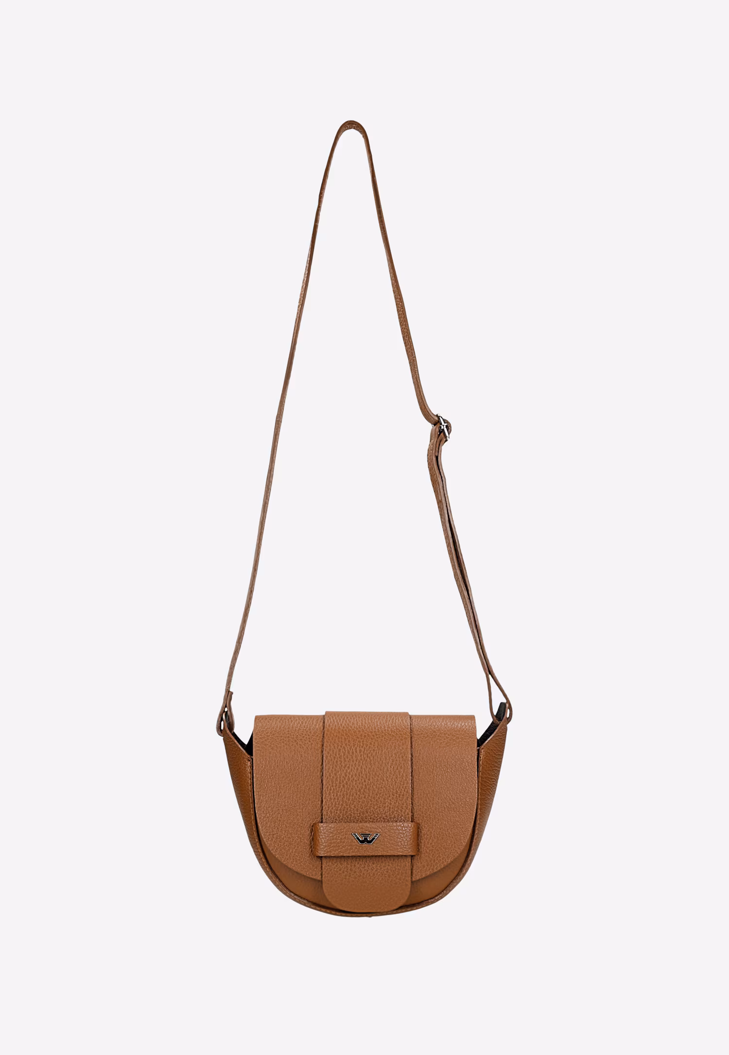 Jasnobrązowa skórzana torebka damska typu saddle bag