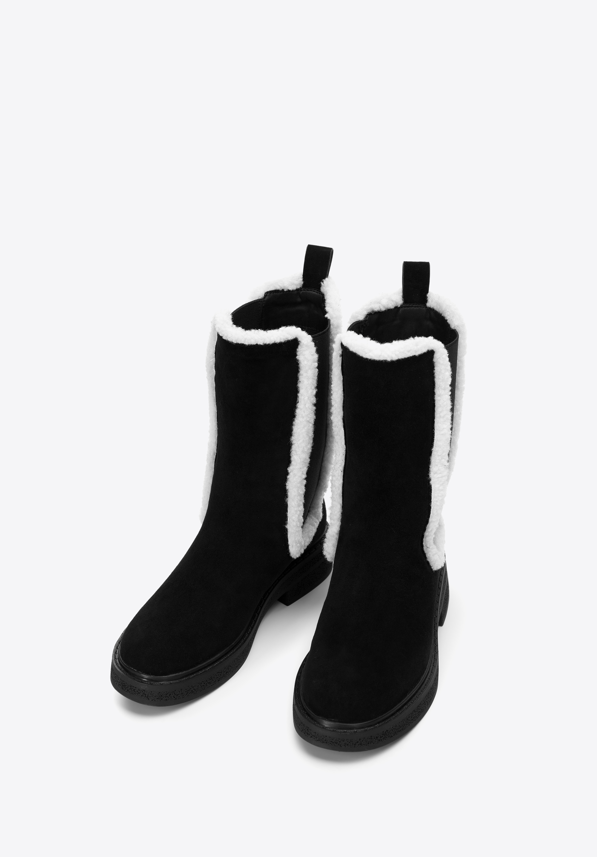 Damskie sztyblety zamszowe ze sztucznym kożuszkiem