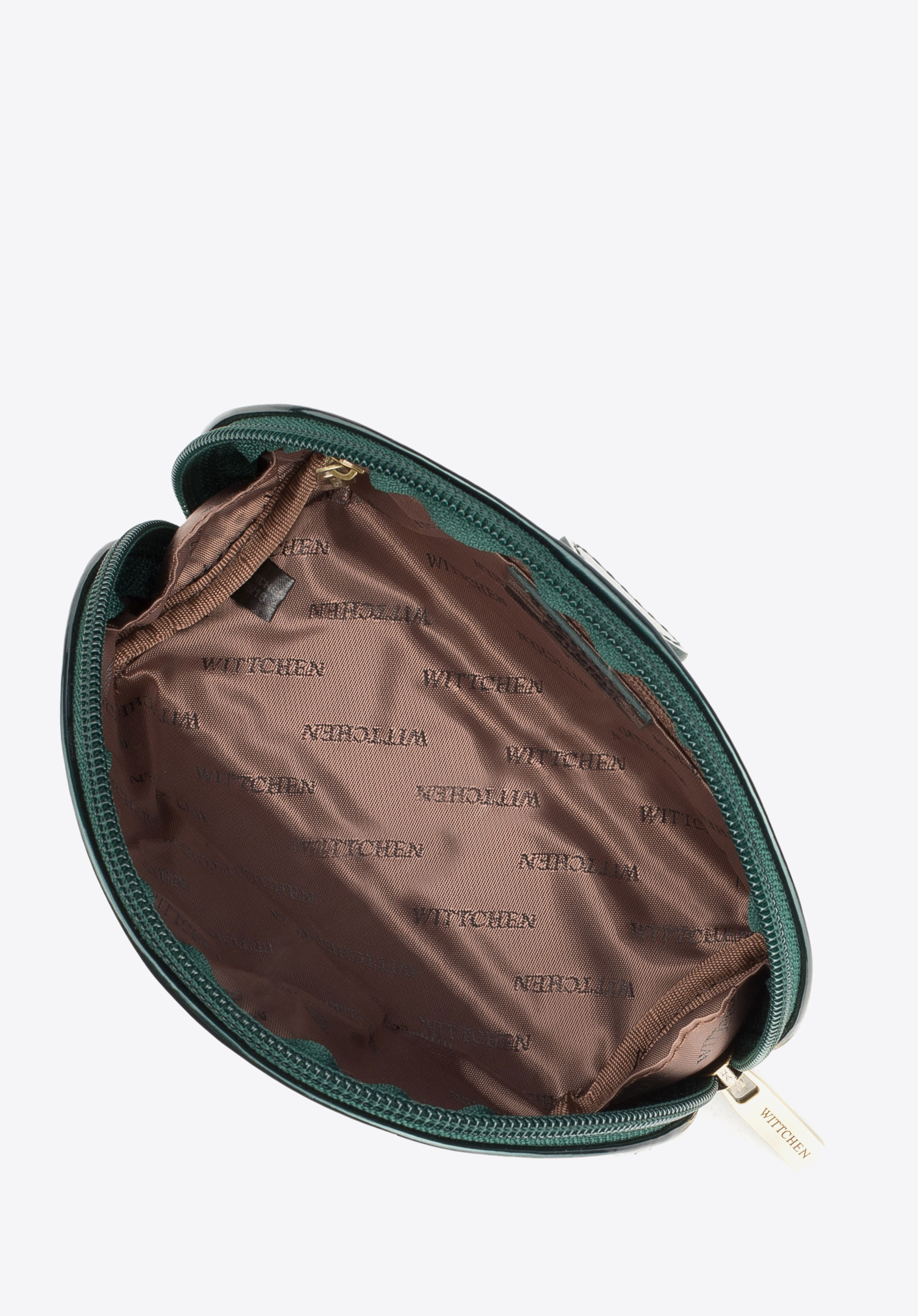 Kosmetyczka skórzana lakierowana półokrągła